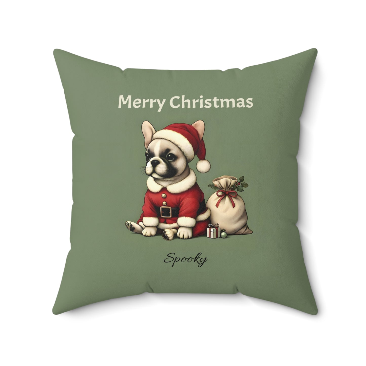 Merry Christmas French Bulldog Pillow