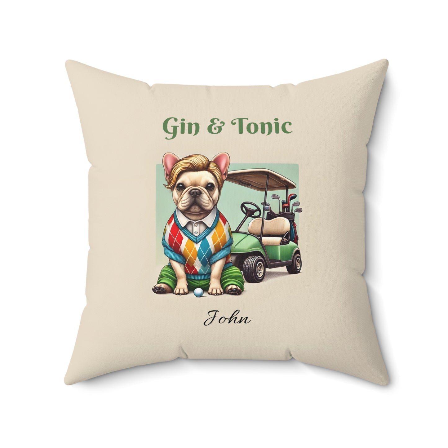 'Gin & Tonic' French Bulldog Golf Pillow