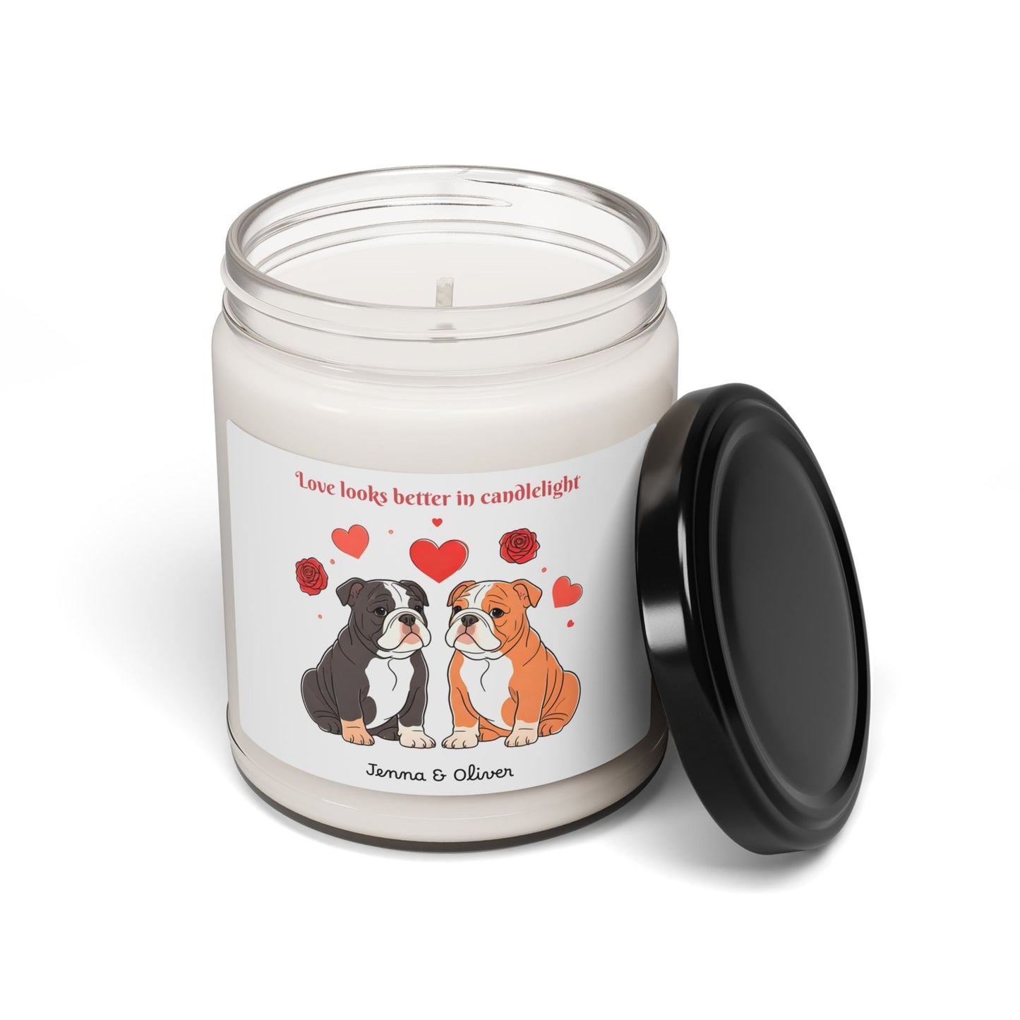 Personalized Bulldog Love Scented Soy Candle