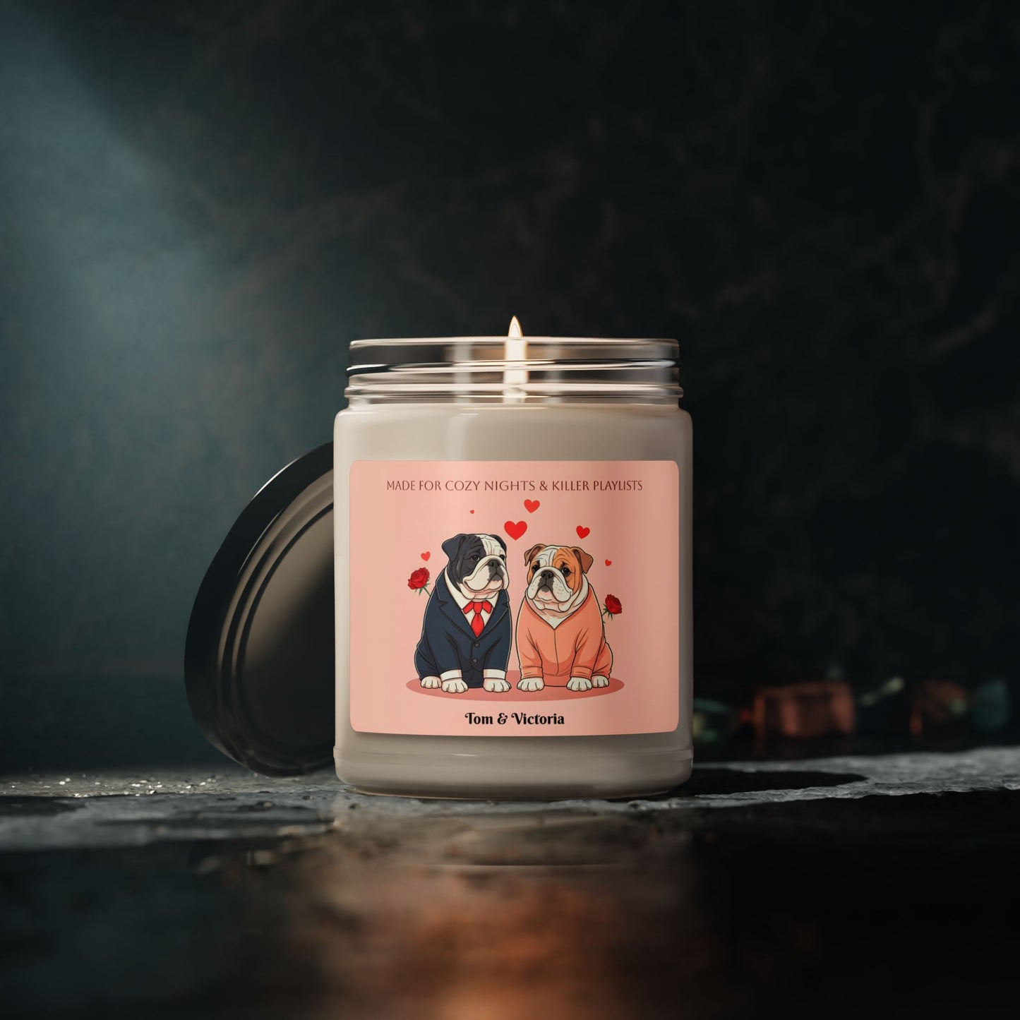 Personalized Bulldog Cozy Nights Scented Soy Candle