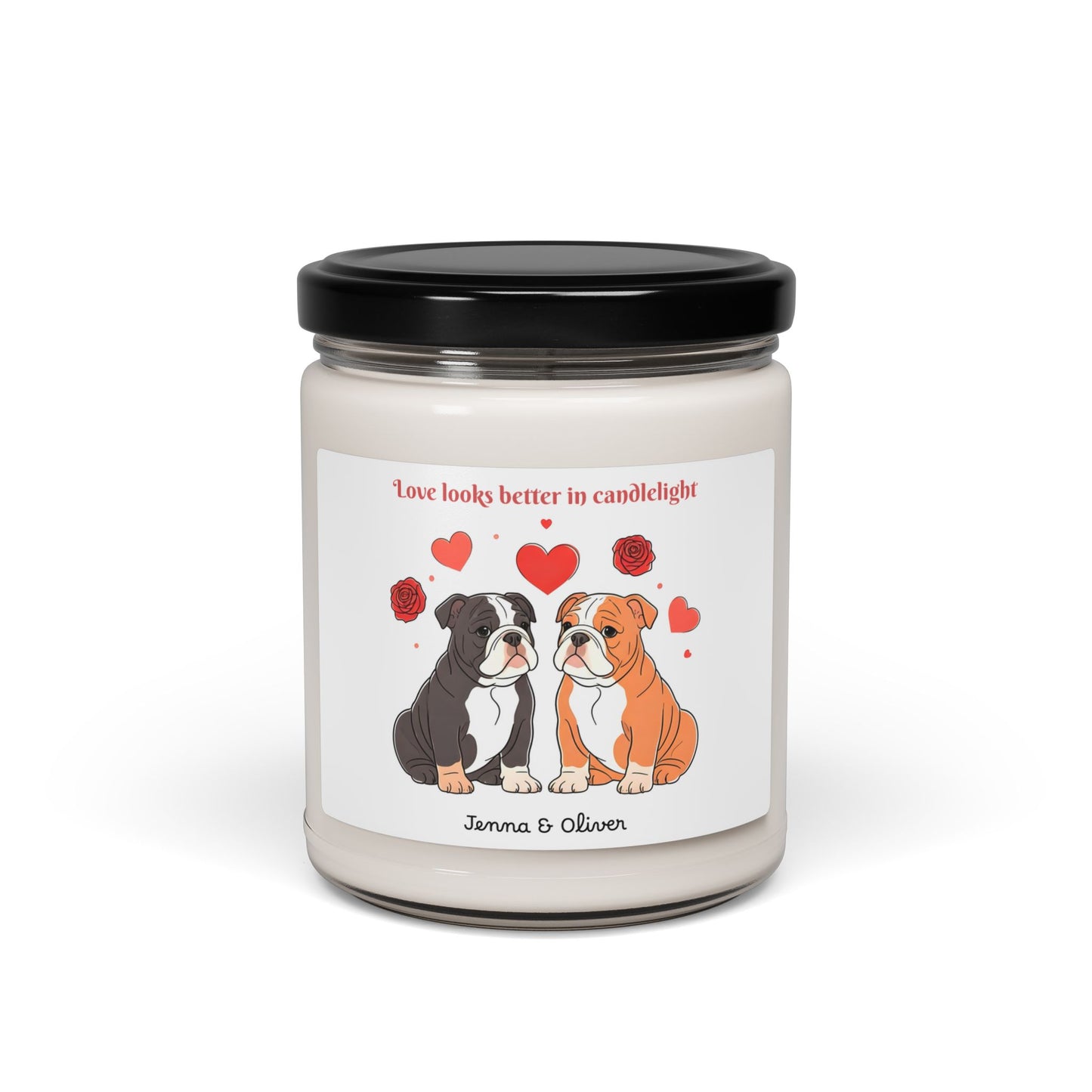 Personalized Bulldog Love Scented Soy Candle