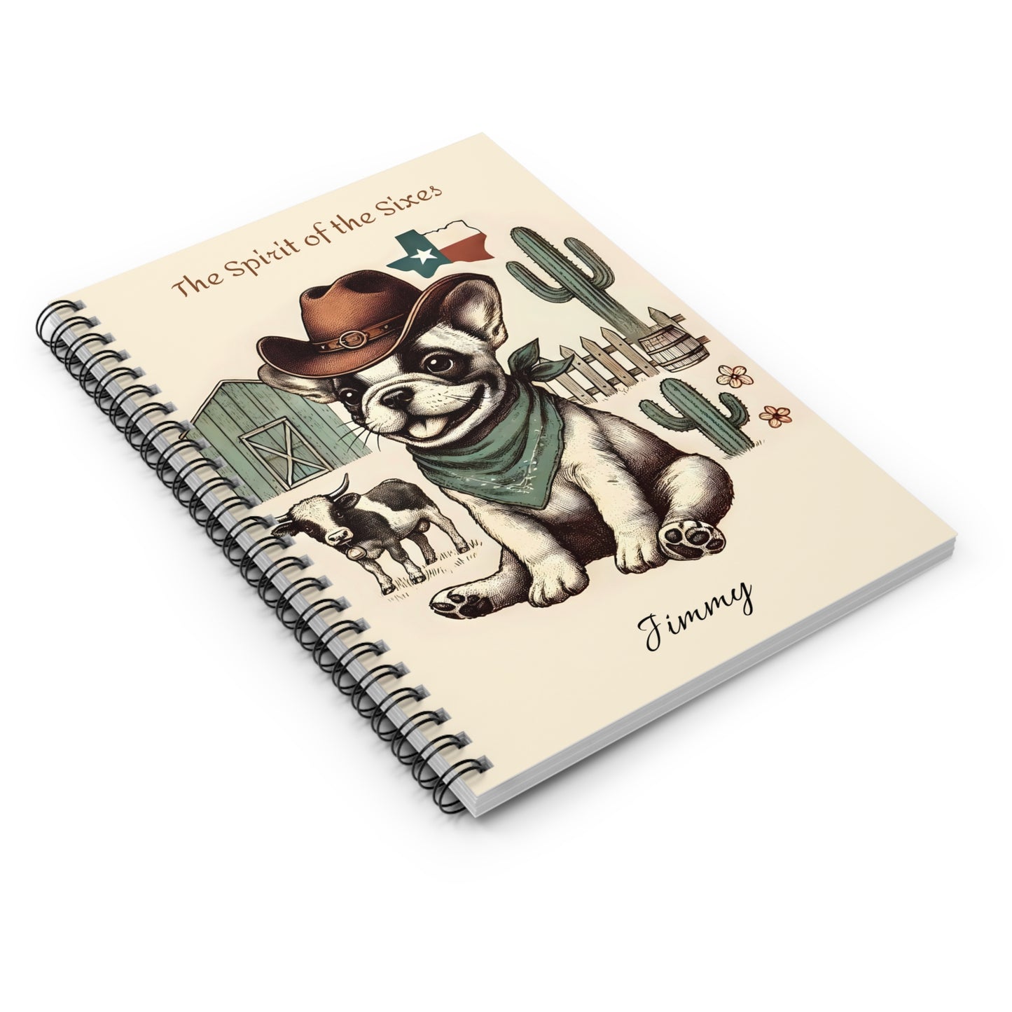 Texas Cowboy Dog Spiral Notebook - Personalized Ruled Journal for Pet Lovers