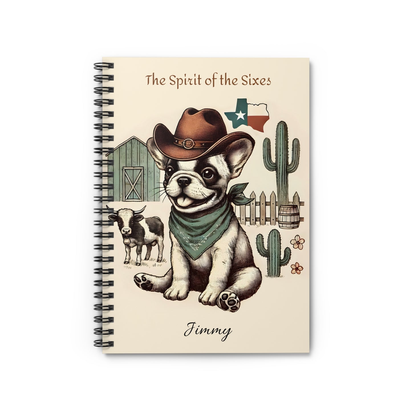 Texas Cowboy Dog Spiral Notebook - Personalized Ruled Journal for Pet Lovers