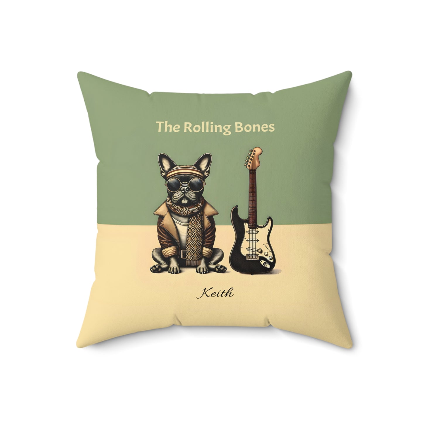 Rock 'n' Roll French Bulldog Guitarist Pillow