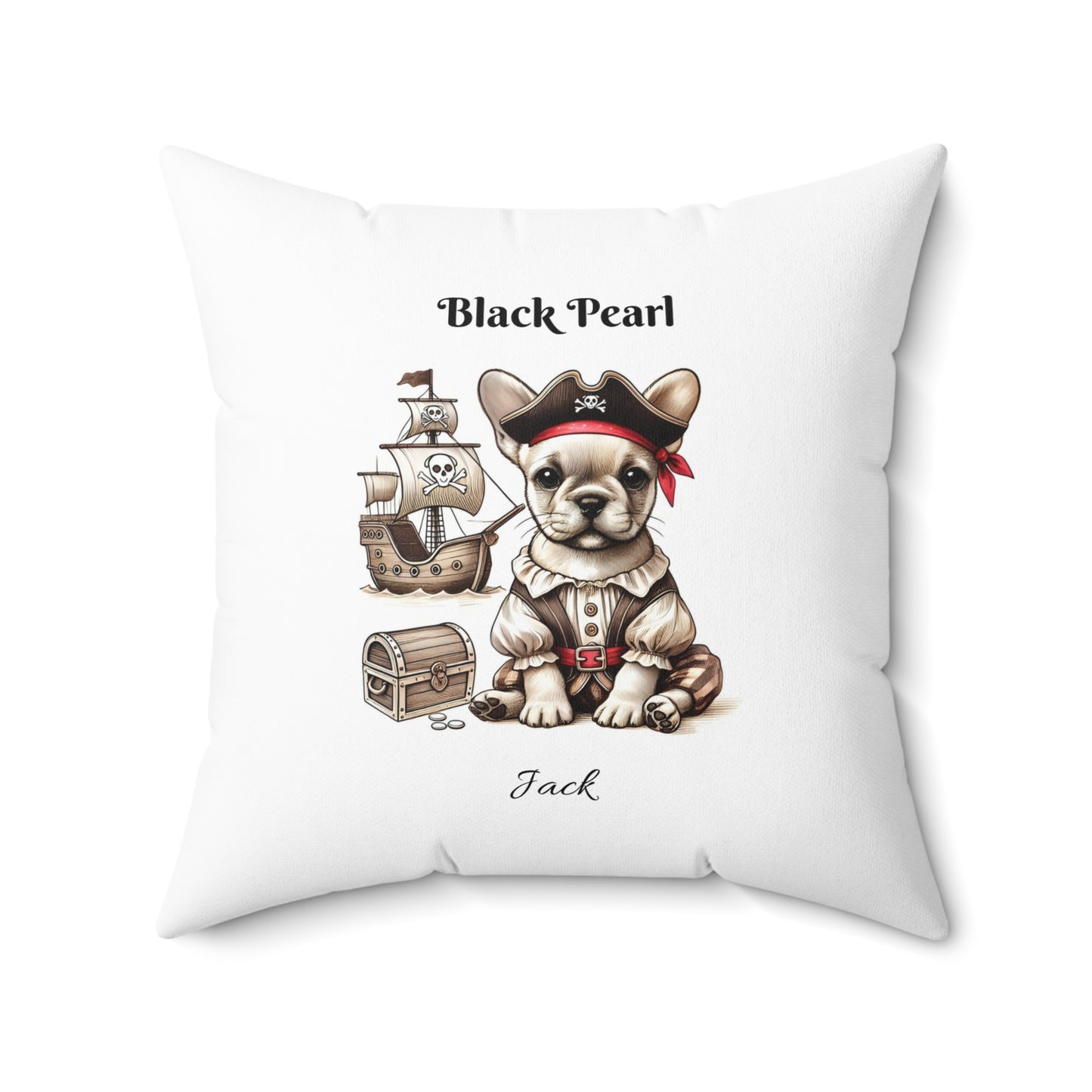Black Pearl French Bulldog Pirates of the Caribbean Pillow