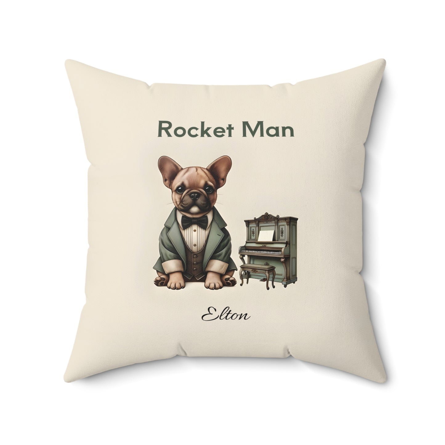 Rocket Man French Bulldog Pianist Pillow
