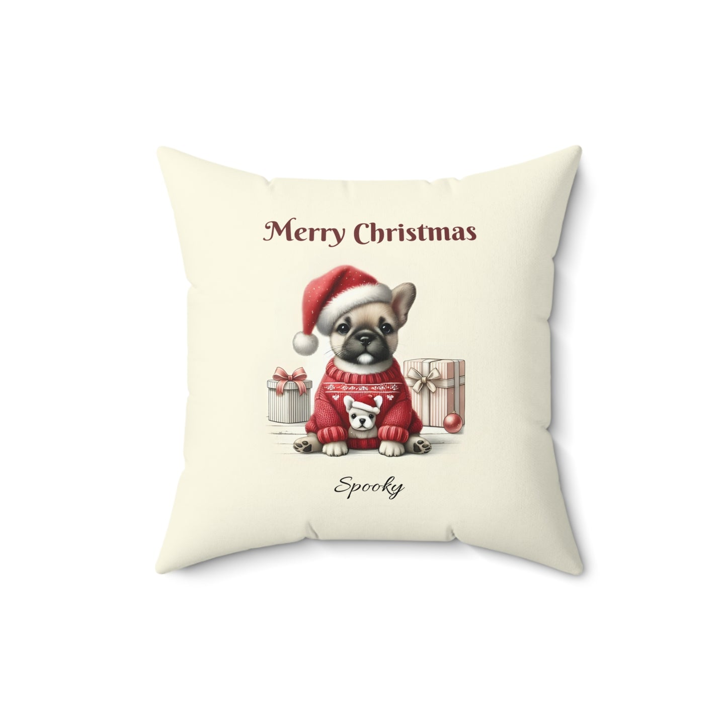 Merry Christmas French Bulldog Pillow