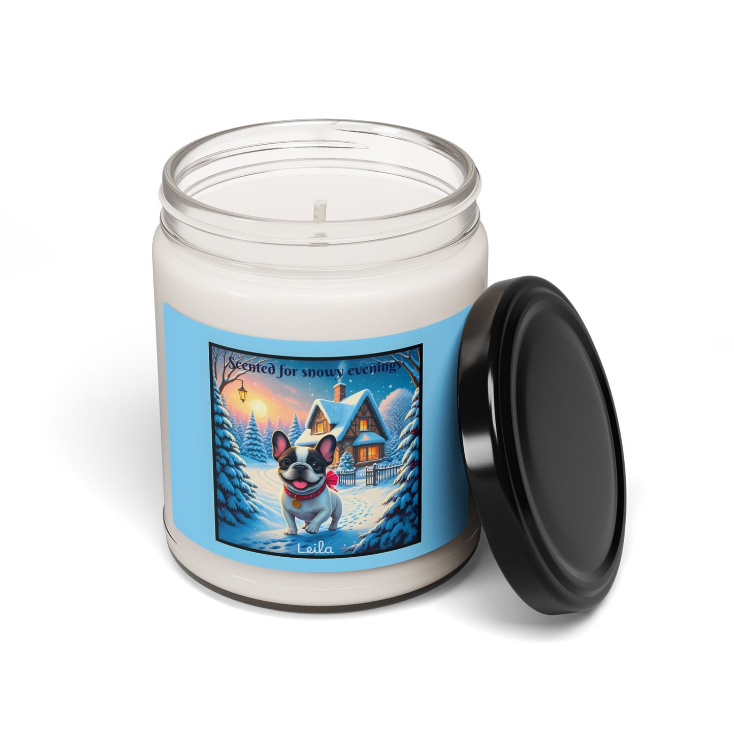 Personalized Winter French Bulldog Scented Soy Candle