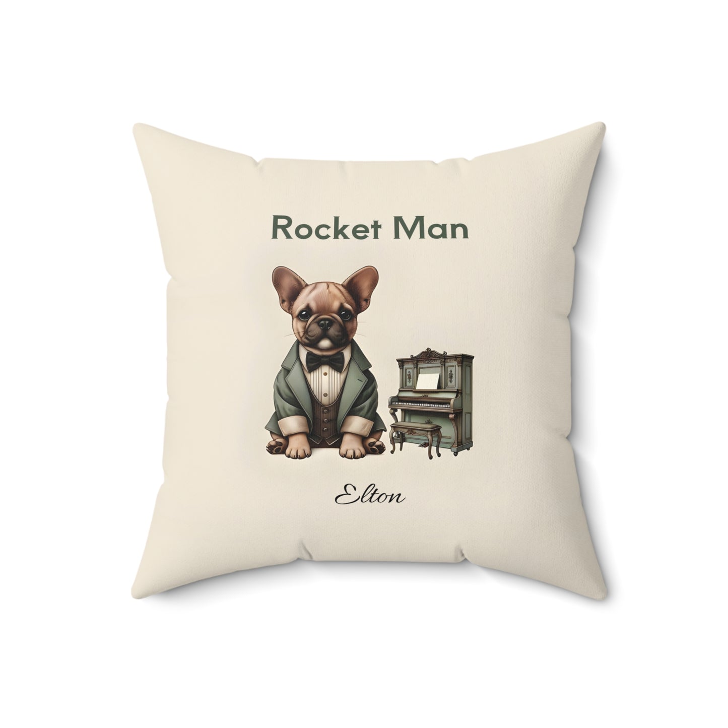 Rocket Man French Bulldog Pianist Pillow