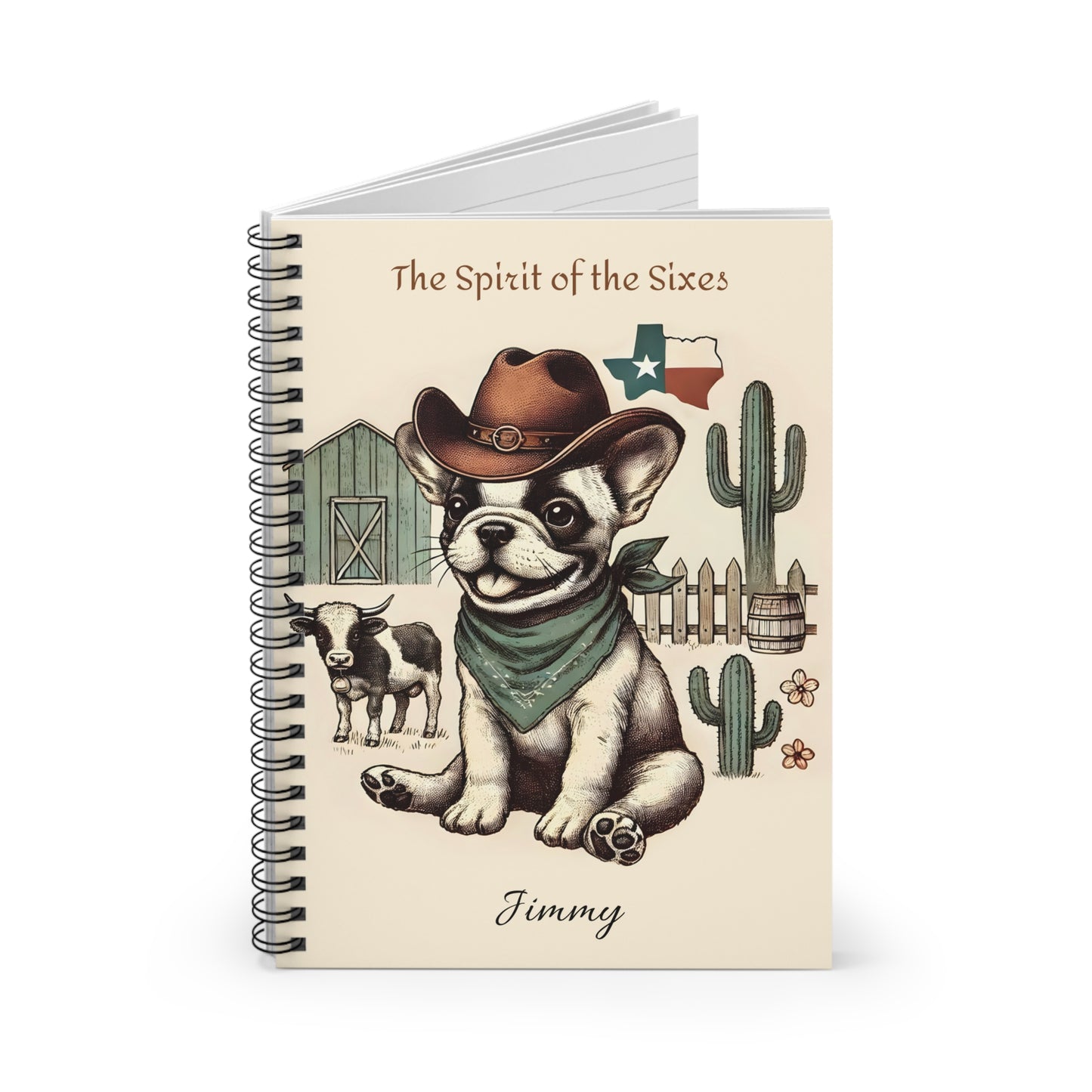 Texas Cowboy Dog Spiral Notebook - Personalized Ruled Journal for Pet Lovers