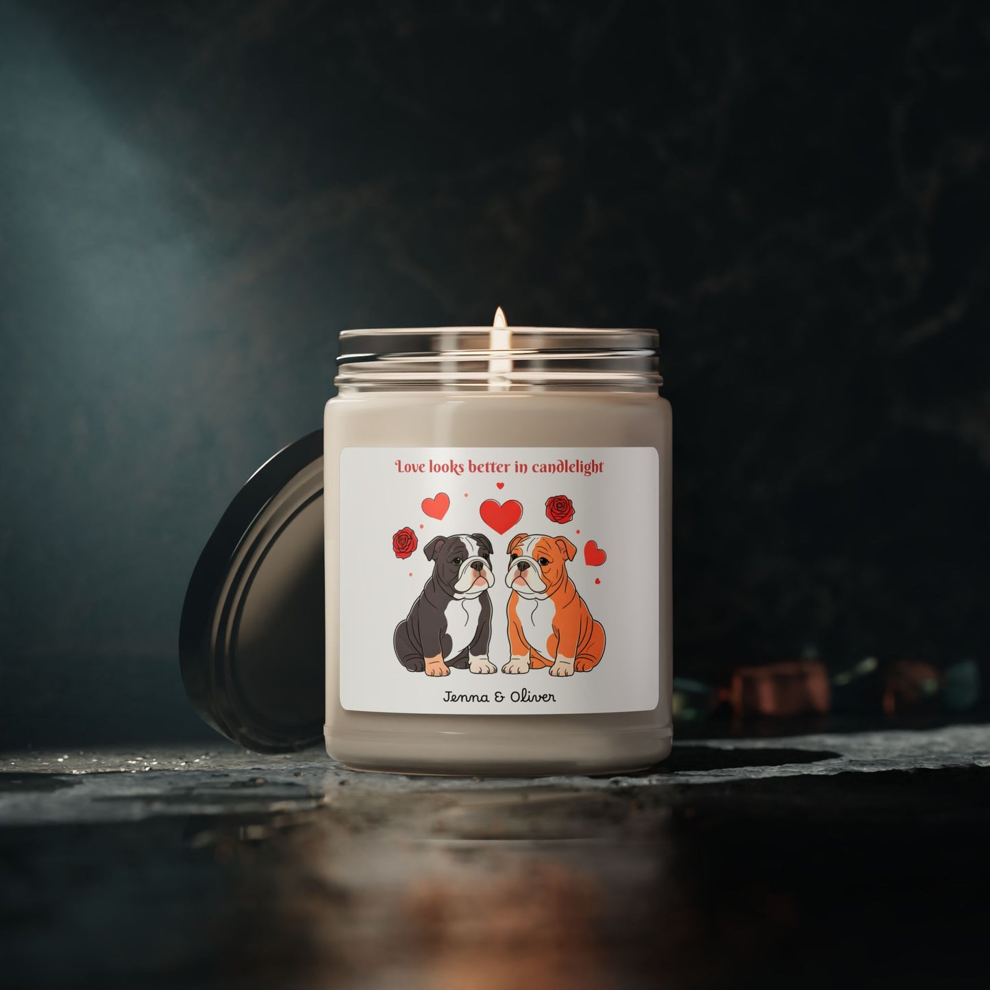Personalized Bulldog Love Scented Soy Candle