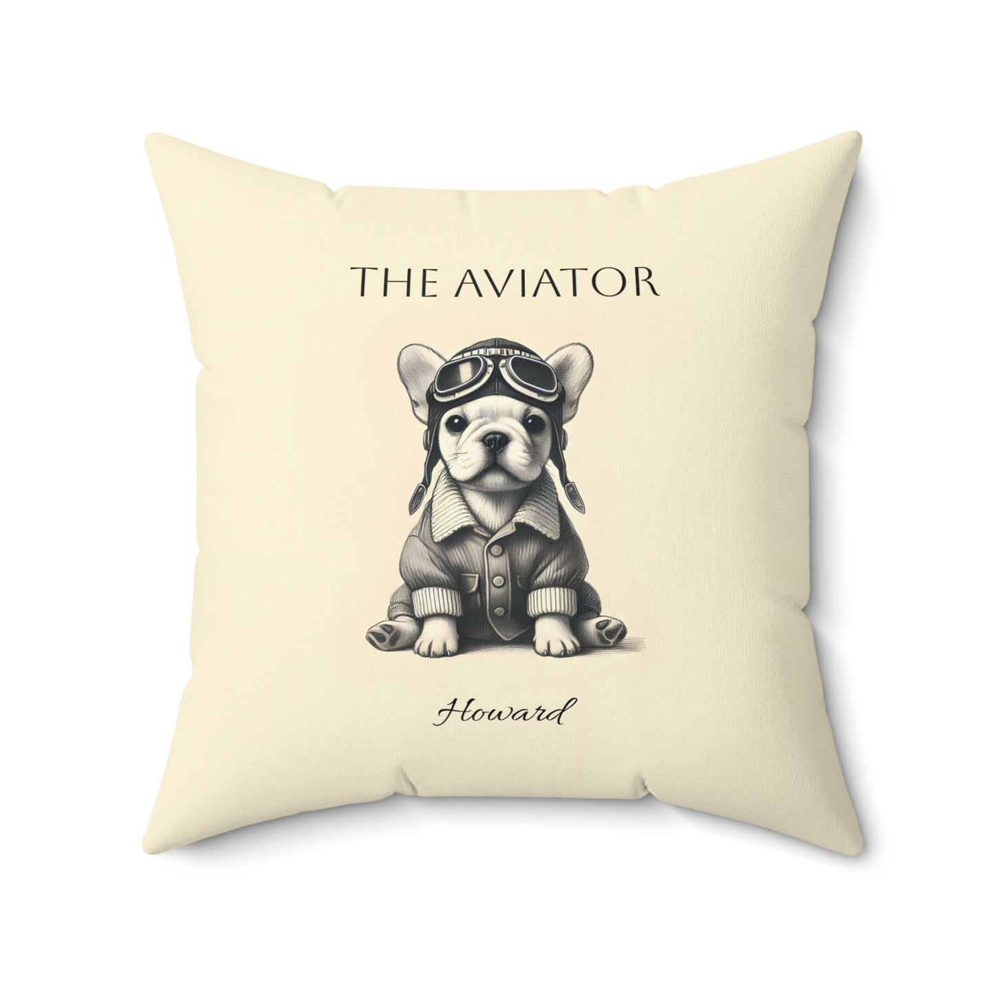 French Aviator Bulldog Pillow