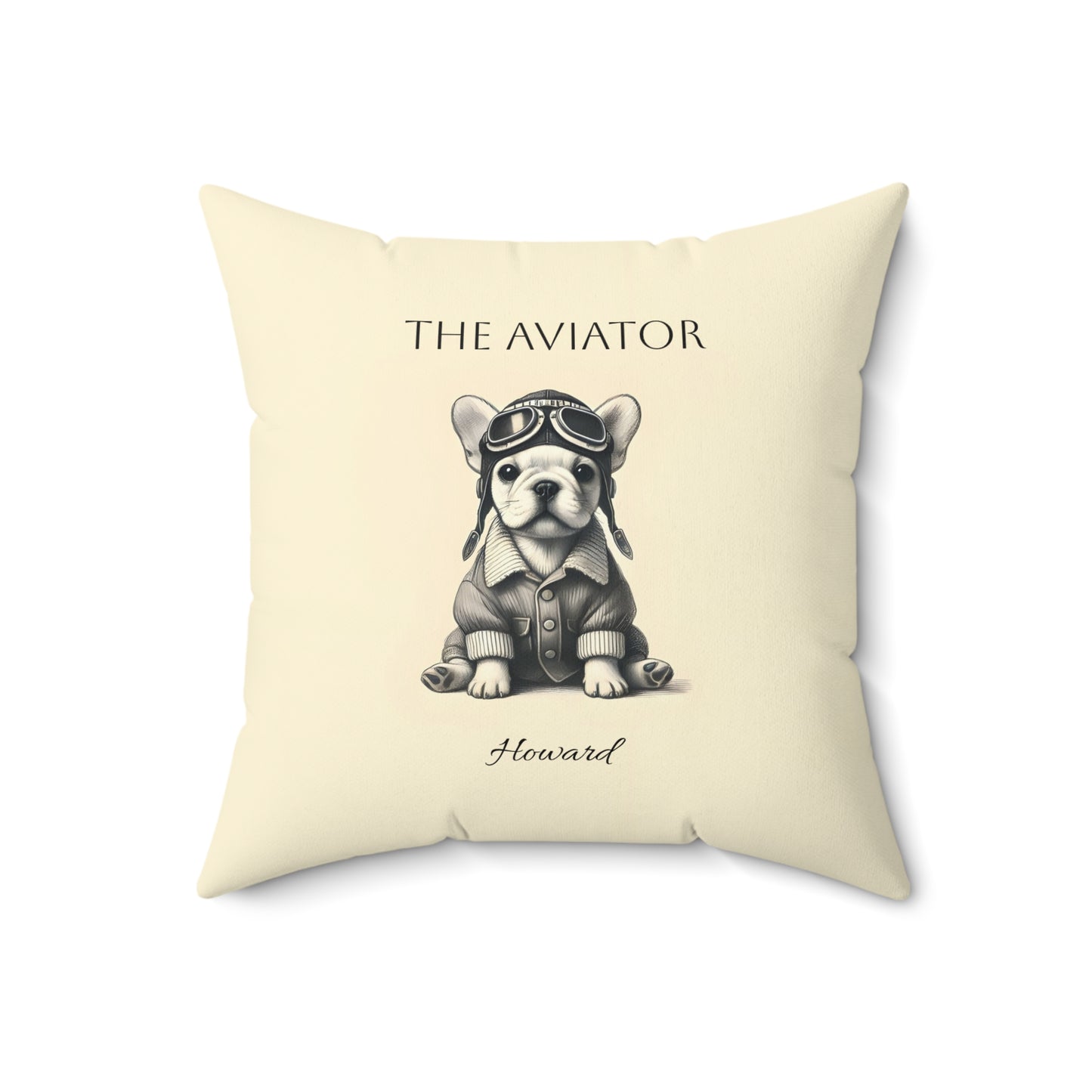French Aviator Bulldog Pillow