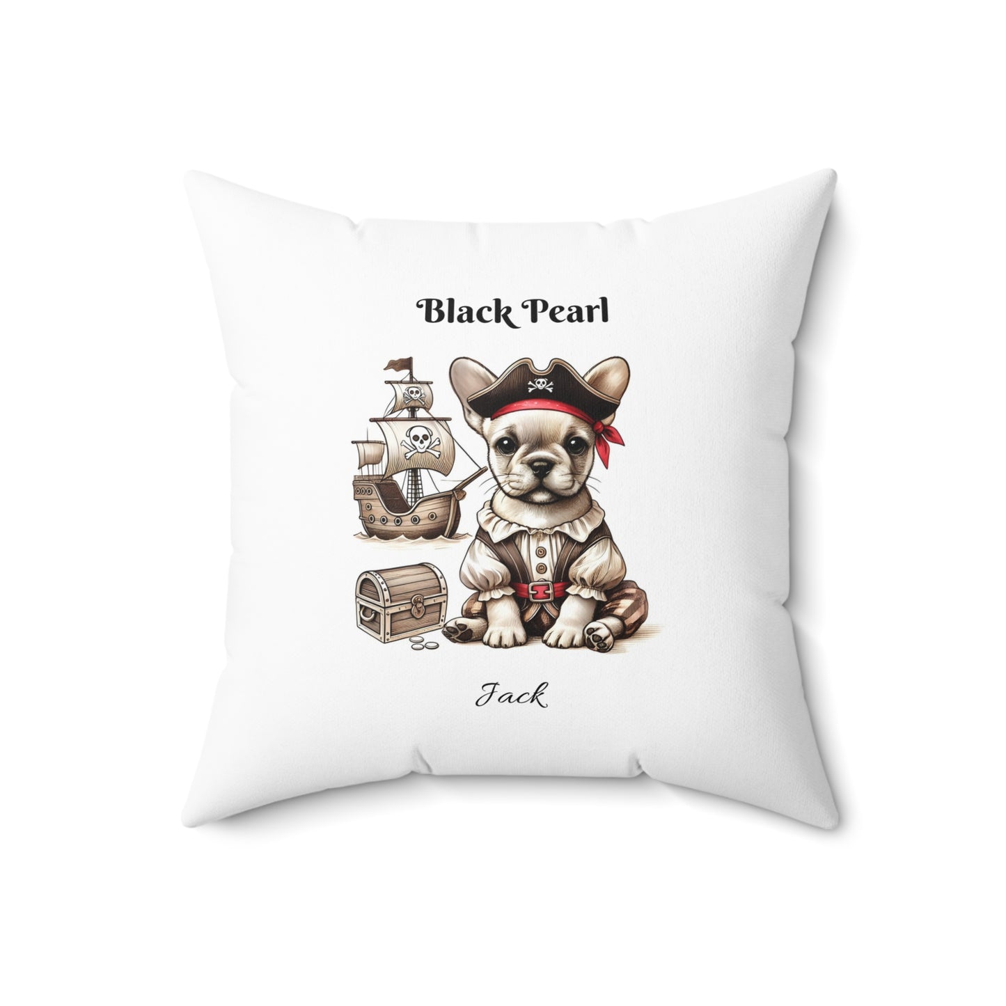 Black Pearl French Bulldog Pirates of the Caribbean Pillow