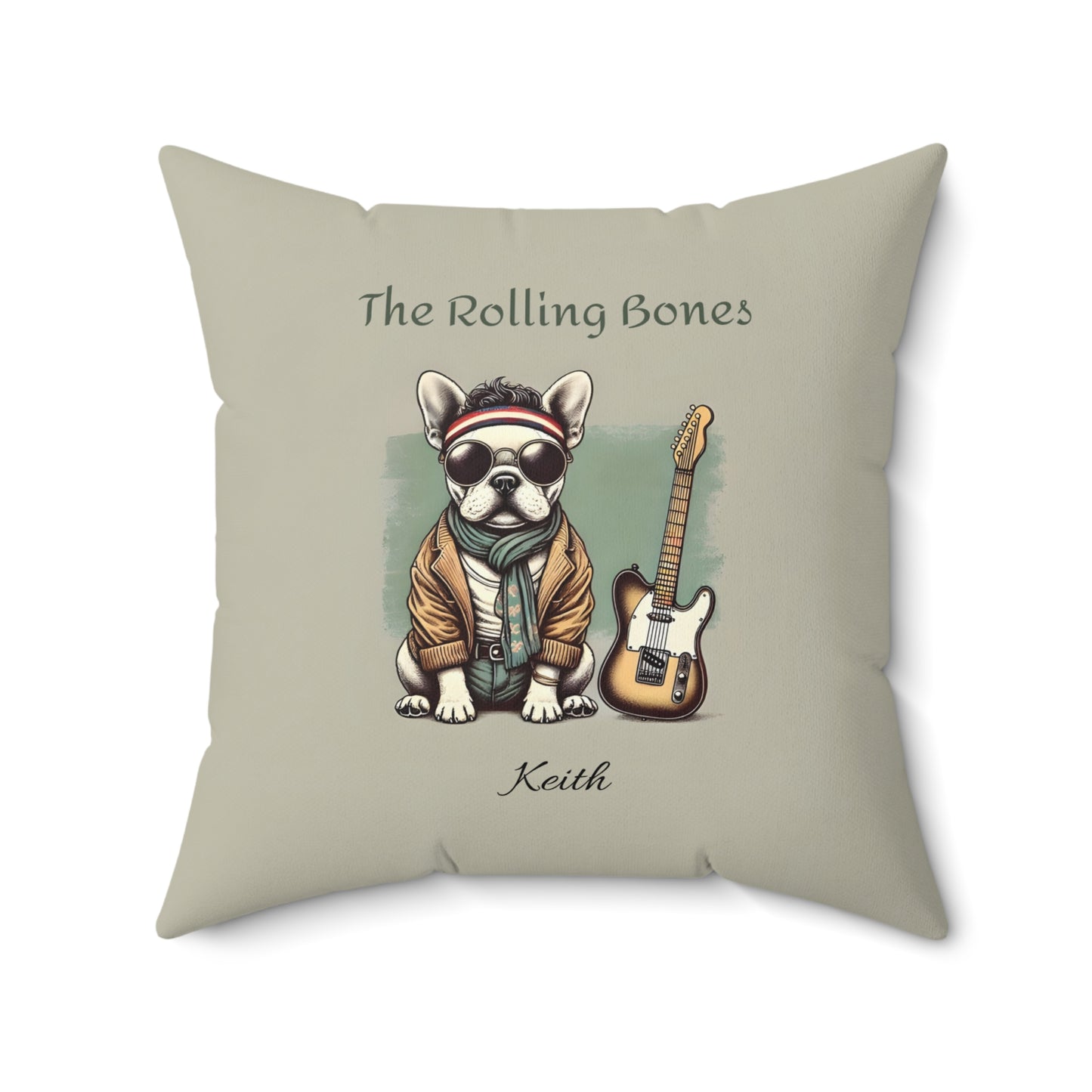 Rock 'n' Roll French Bulldog Guitarist Pillow