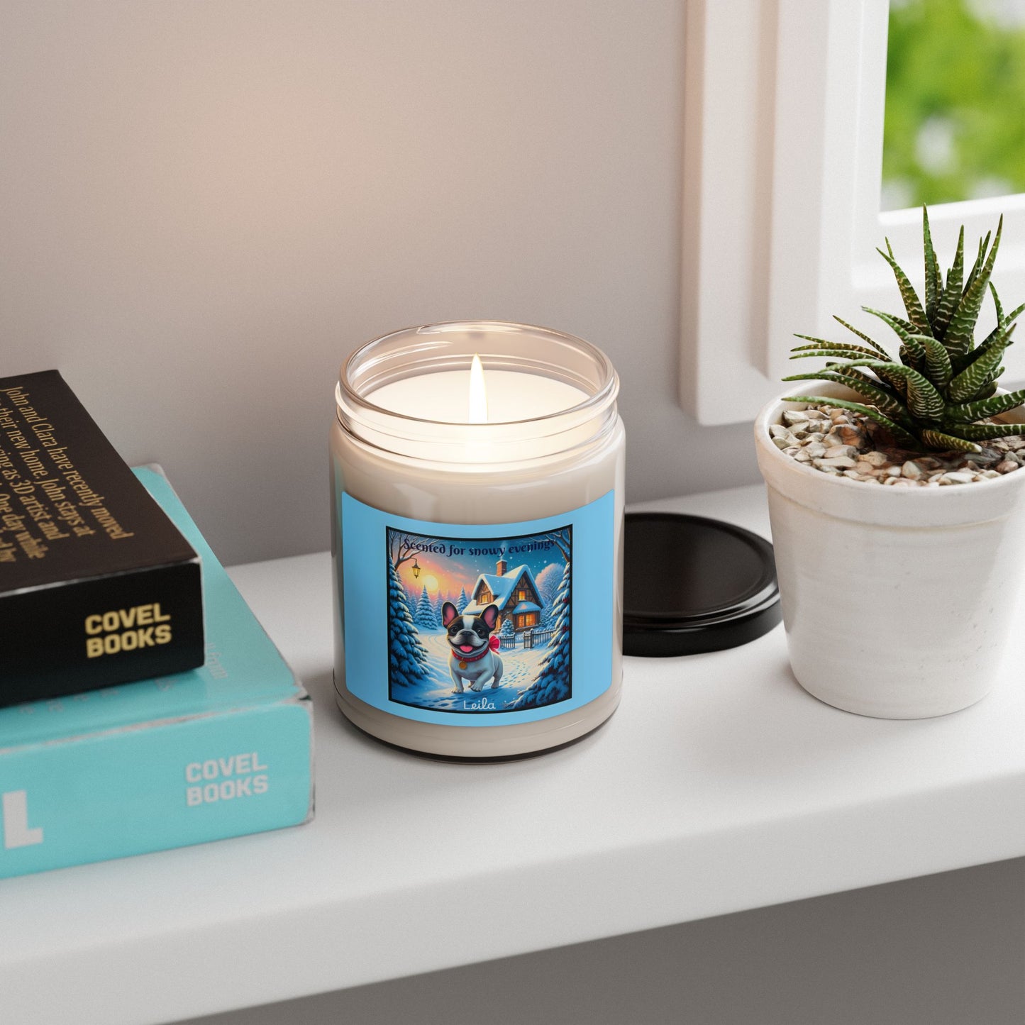 Personalized Winter French Bulldog Scented Soy Candle