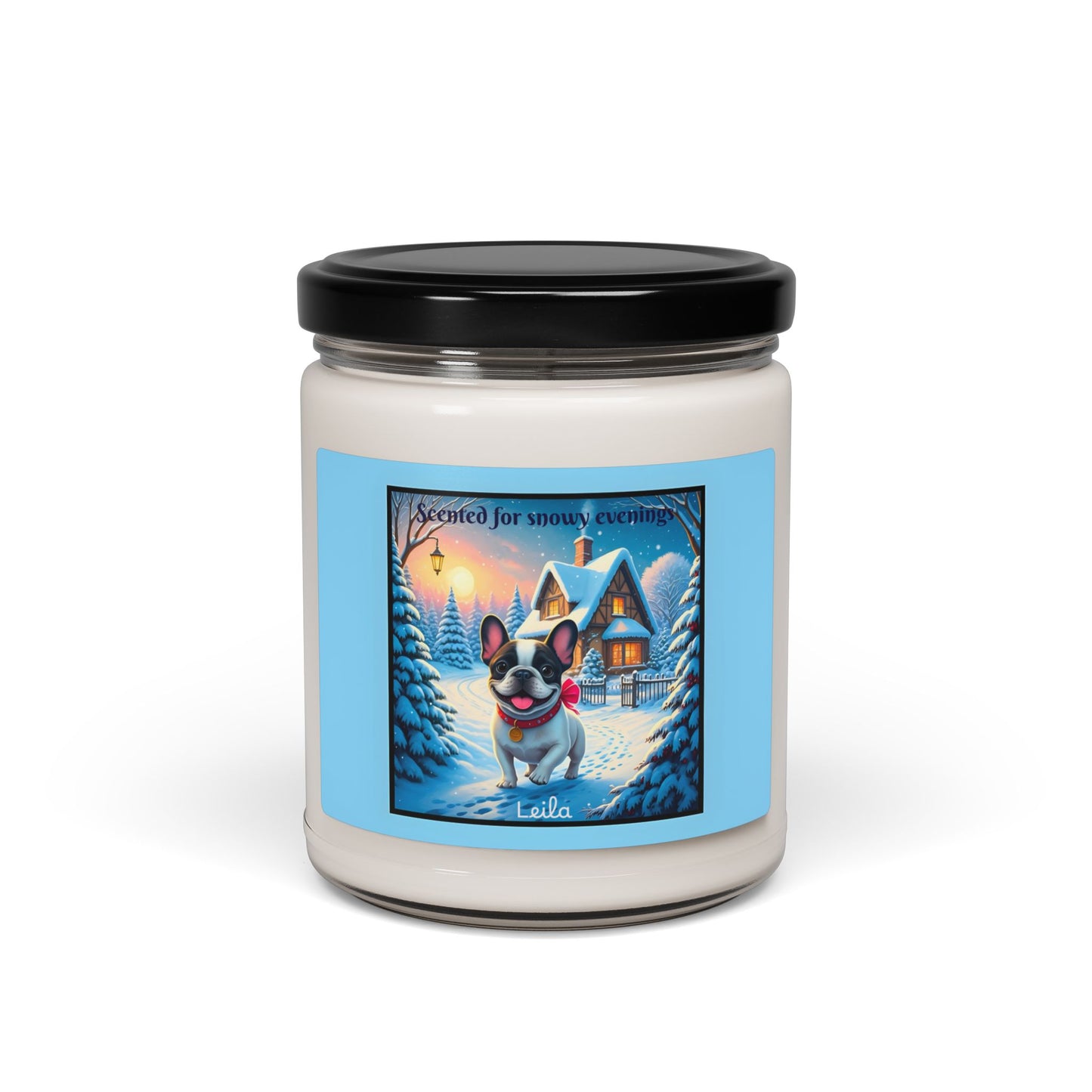 Personalized Winter French Bulldog Scented Soy Candle