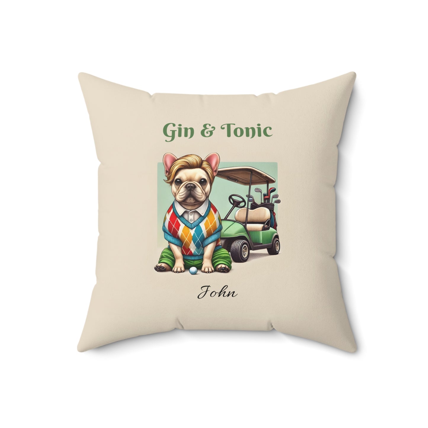 'Gin & Tonic' French Bulldog Golf Pillow