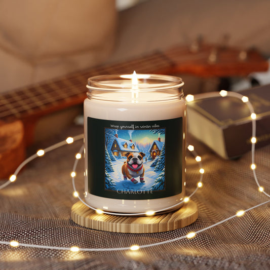 Personalized Winter Wonderland French Bulldog Scented Soy Candle