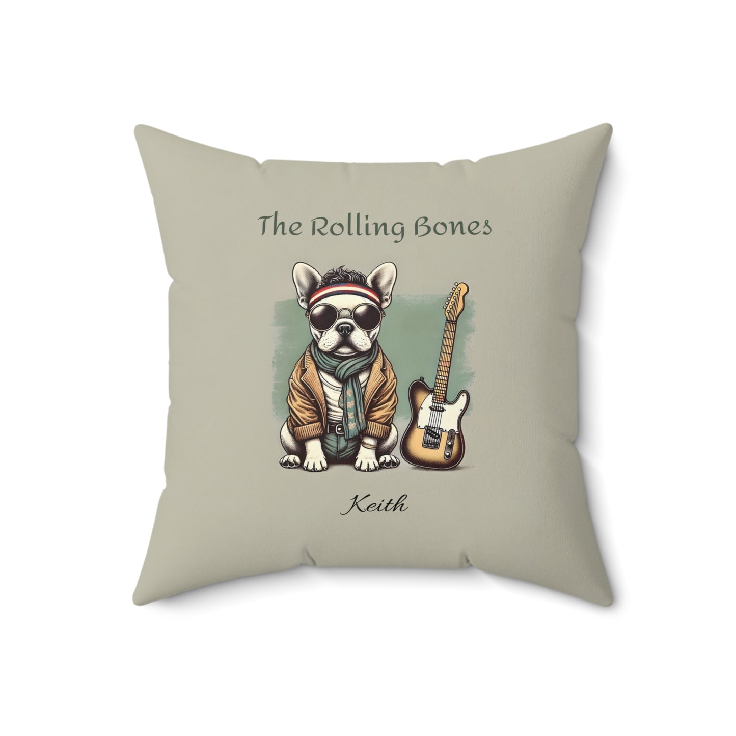 Rock 'n' Roll French Bulldog Guitarist Pillow