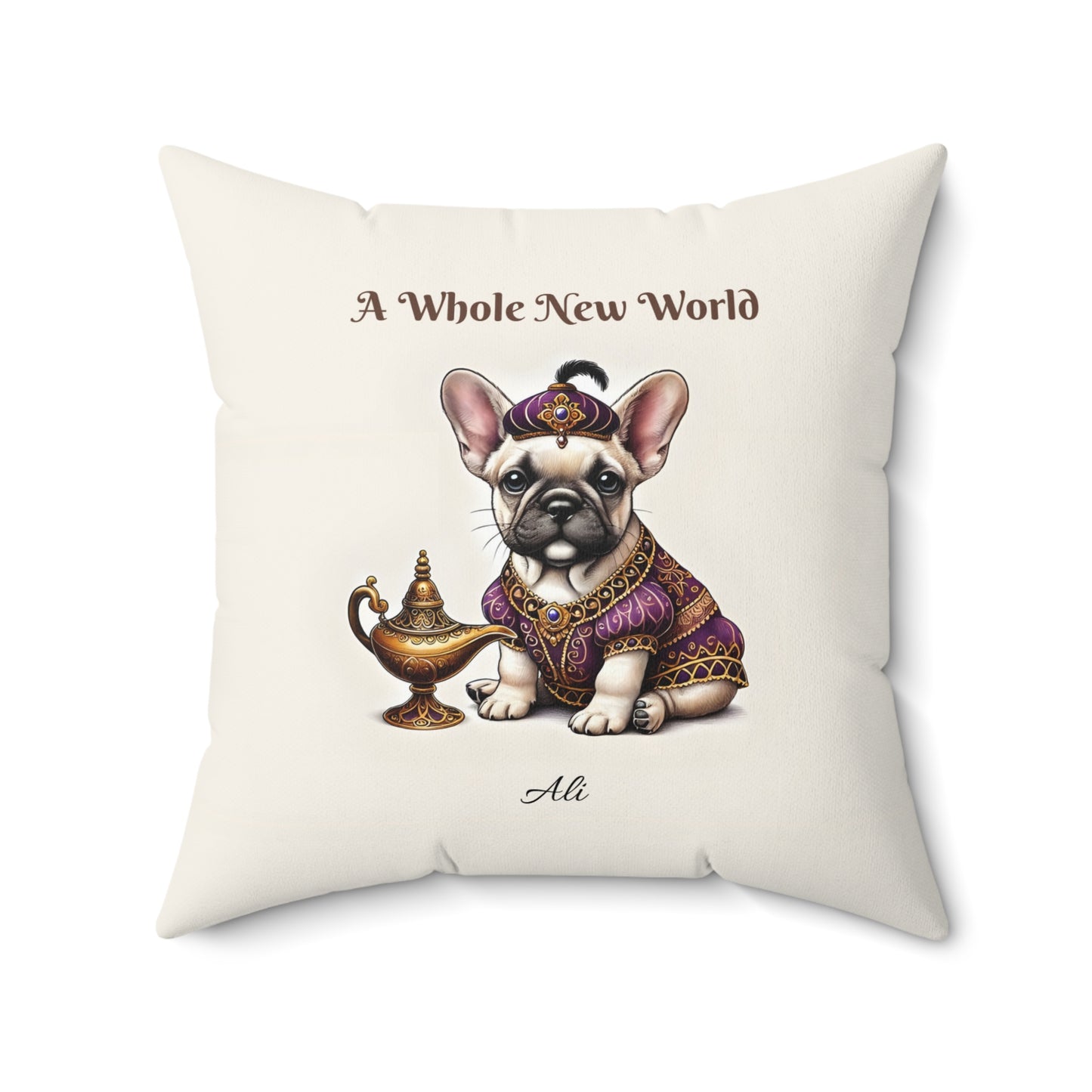 A Whole New World French Bulldog Aladdin Pillow