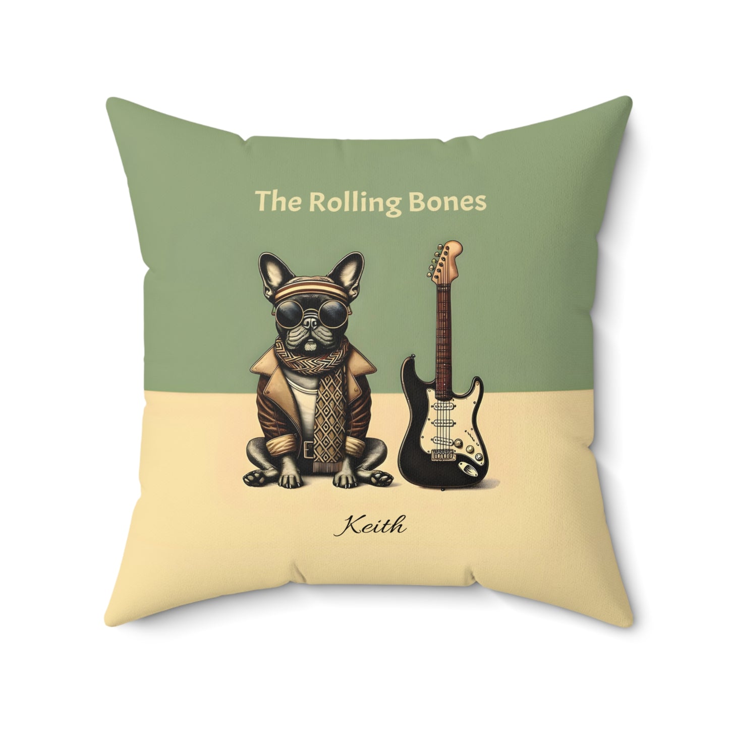 Rock 'n' Roll French Bulldog Guitarist Pillow