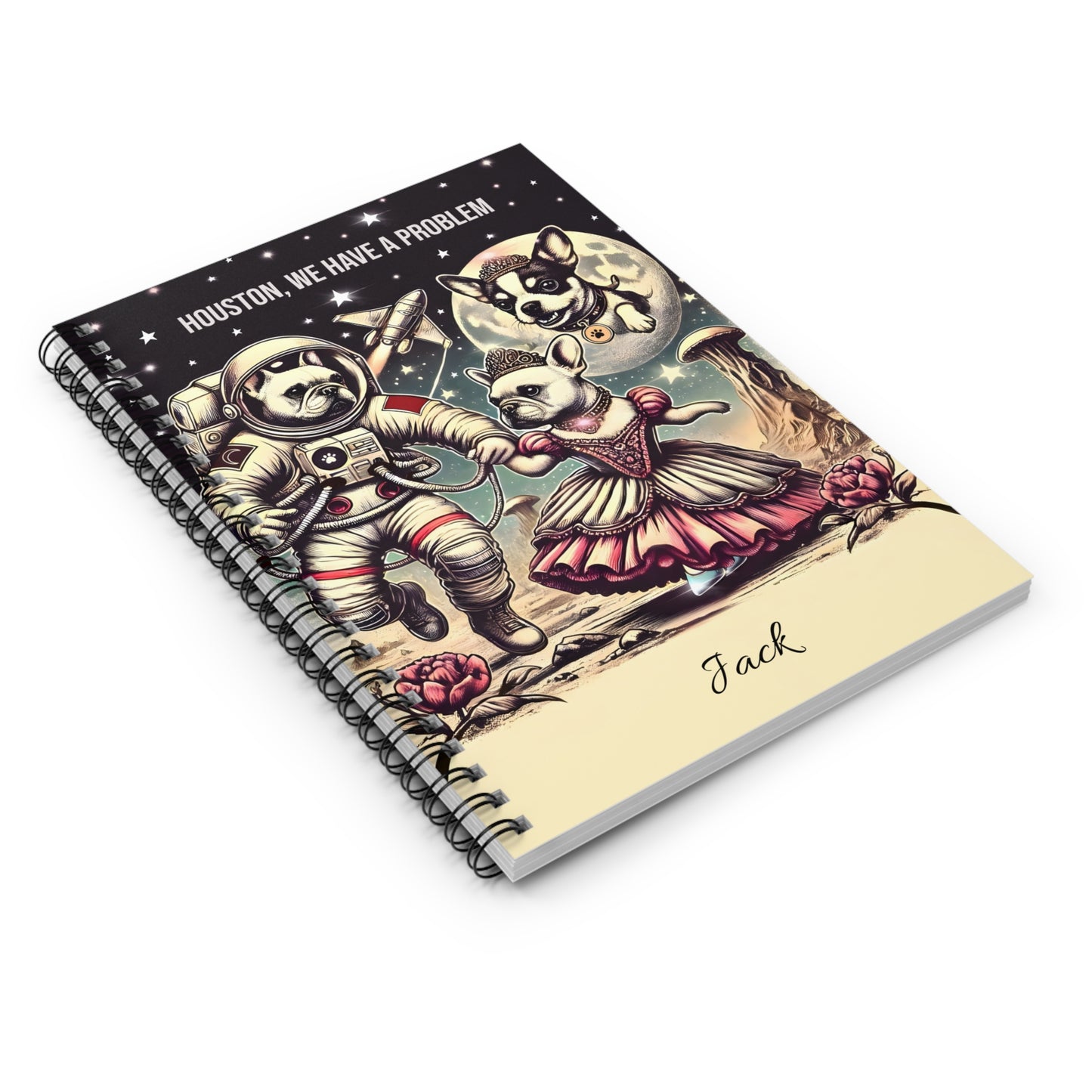 Princess French Bulldog Astronaut Spiral Notebook