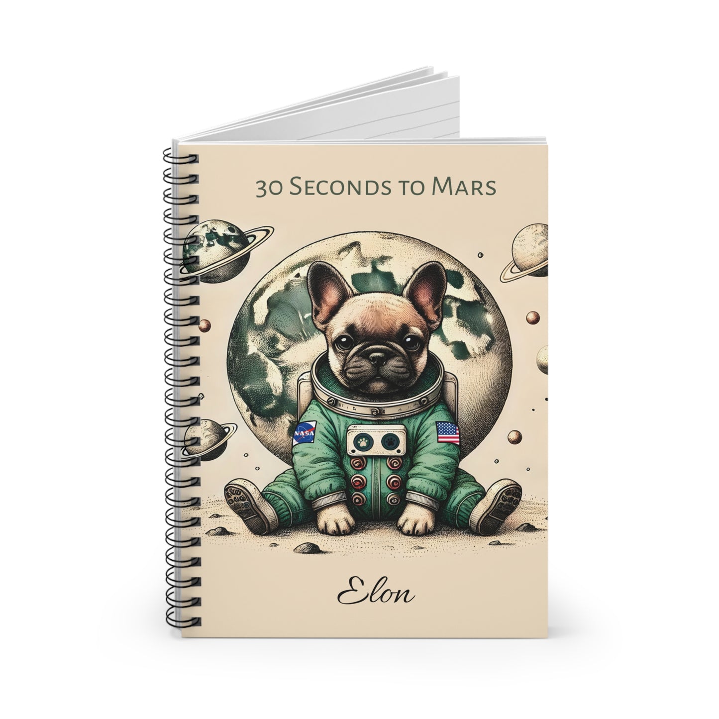 Astronaut French Bulldog Spiral Notebook