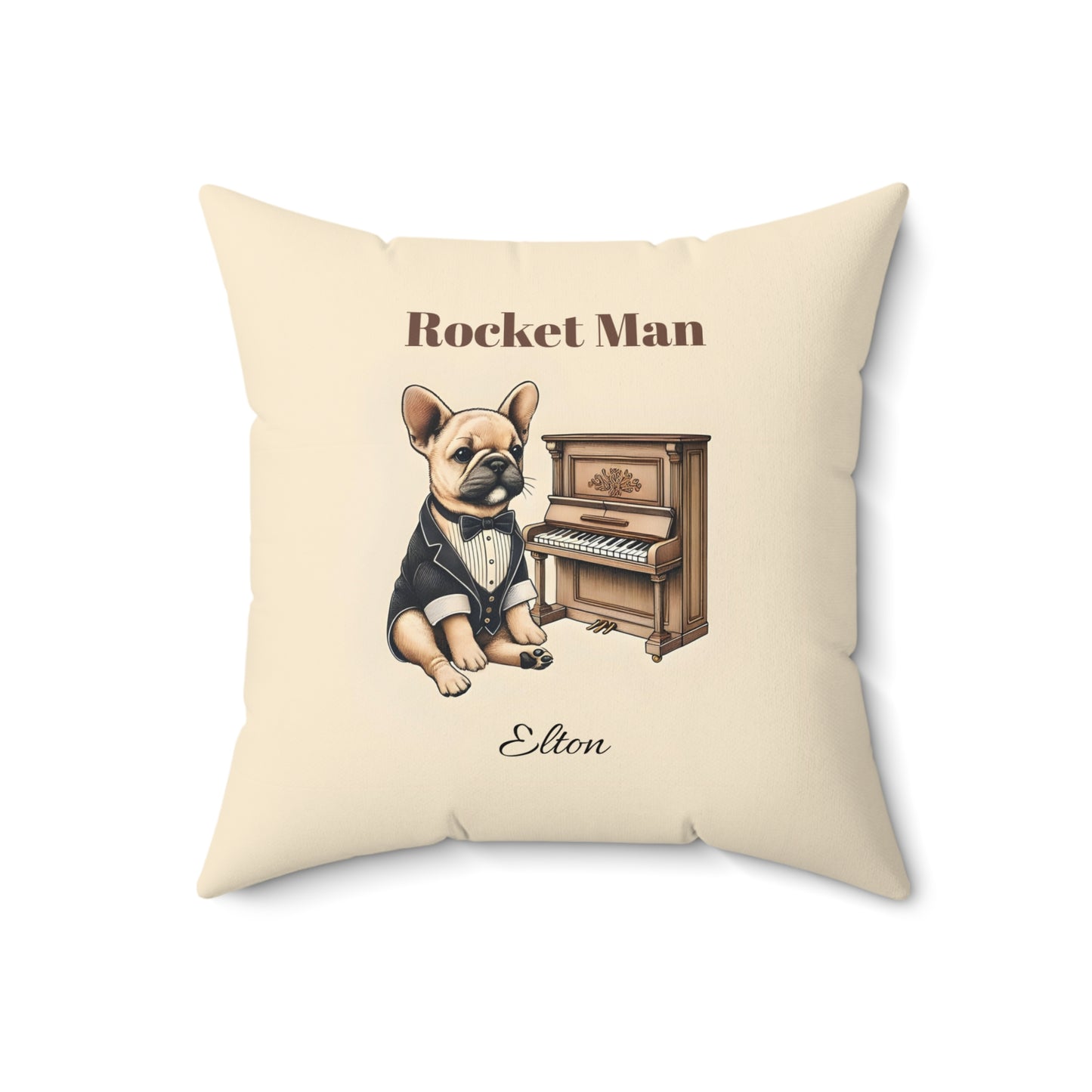 Rocket Man French Bulldog Pianist Pillow