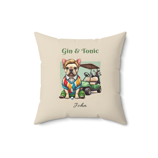 'Gin & Tonic' French Bulldog Golf Pillow