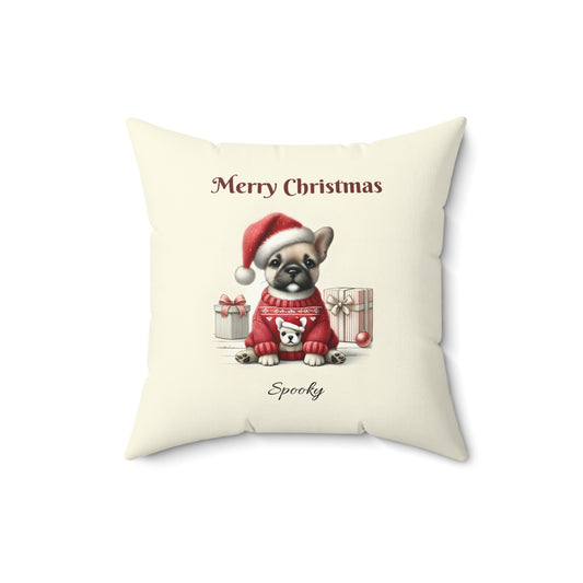 Merry Christmas French Bulldog Pillow