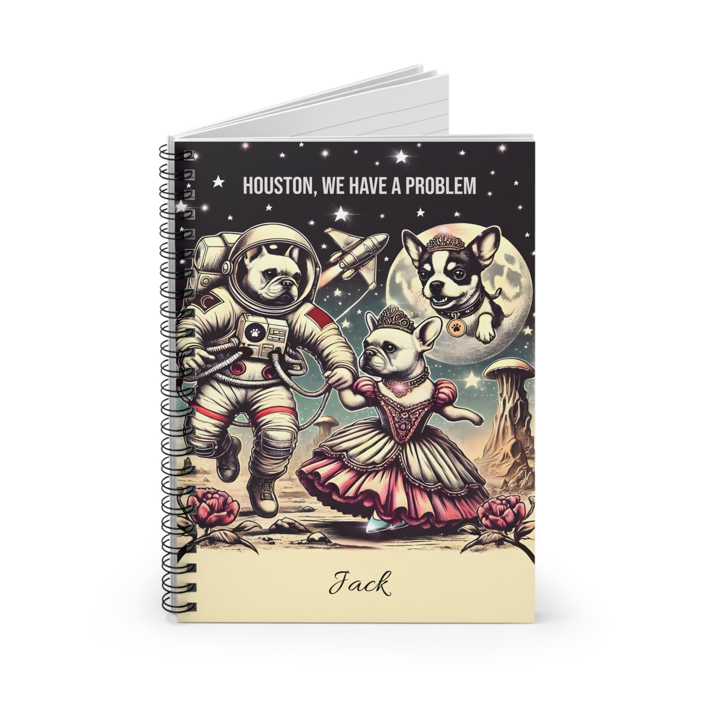 Princess French Bulldog Astronaut Spiral Notebook