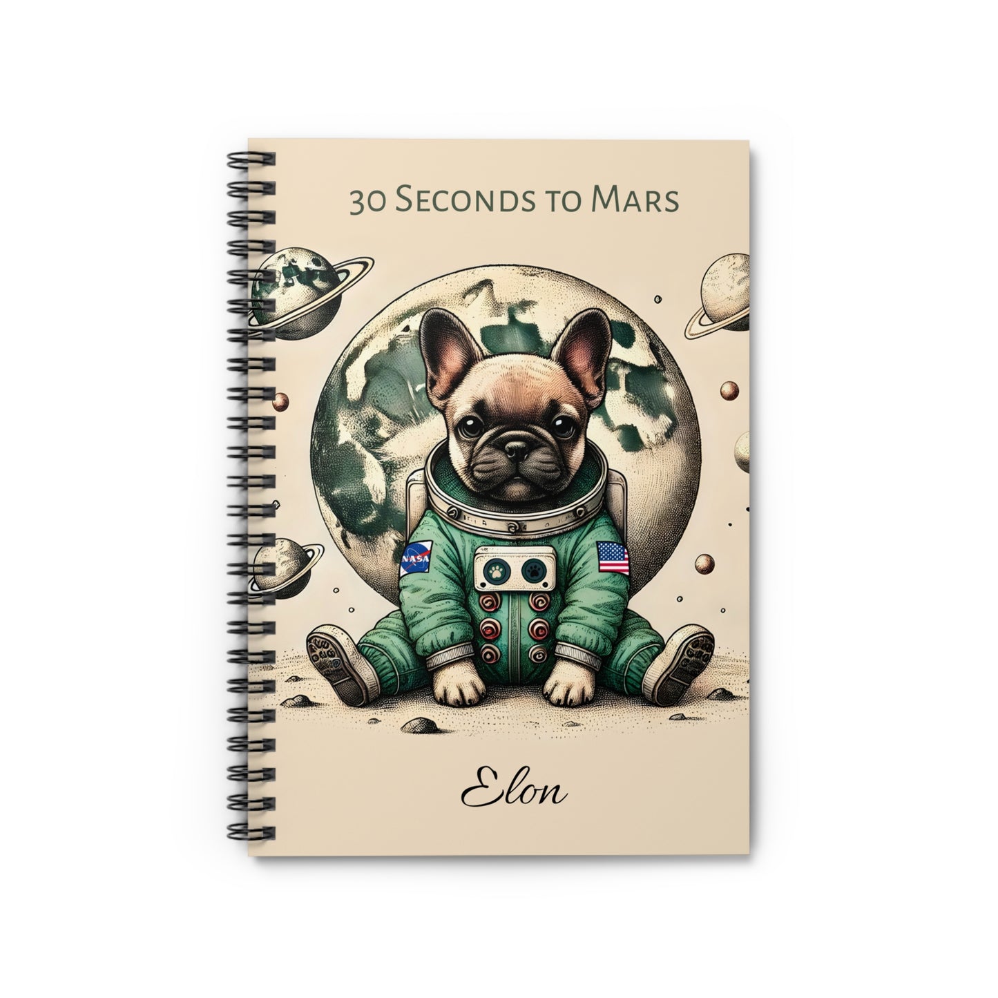 Astronaut French Bulldog Spiral Notebook