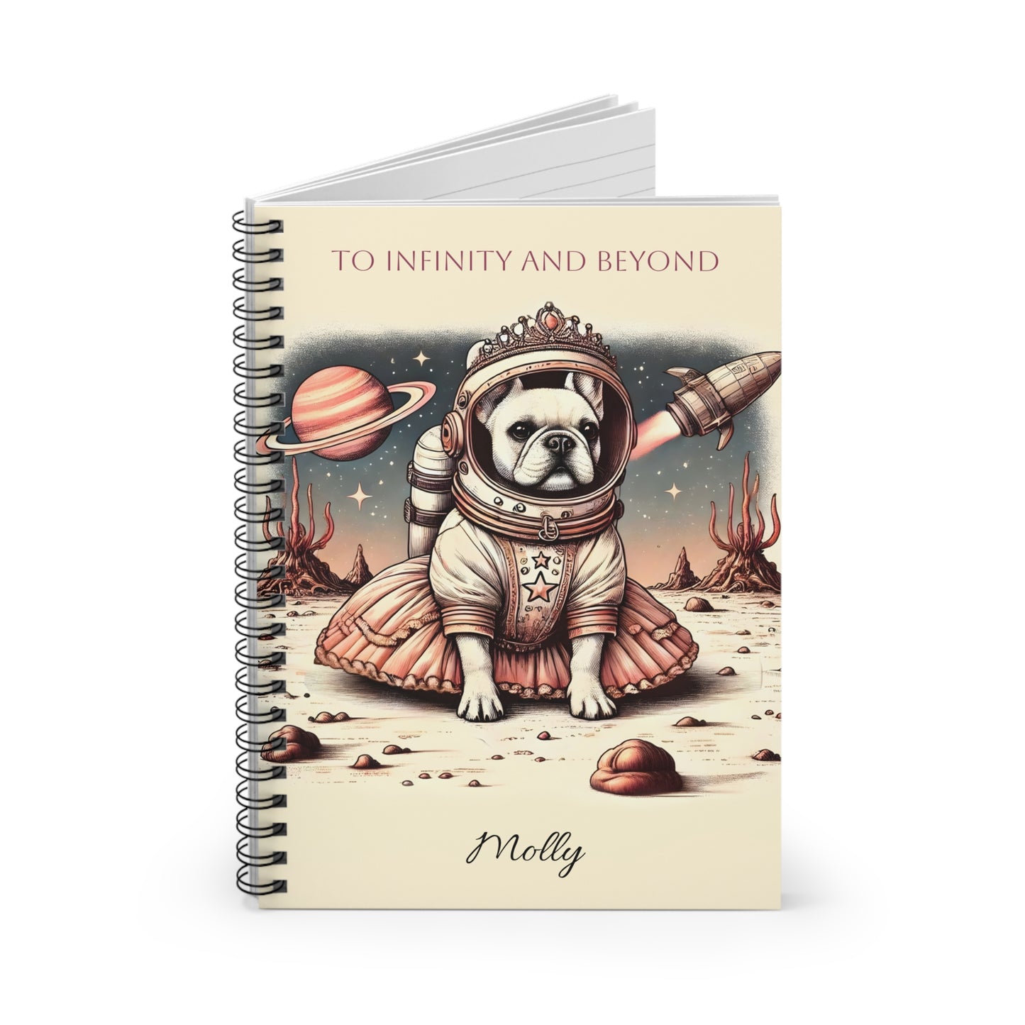 Space French Bulldog Astronaut Spiral Notebook