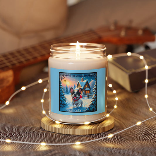Personalized Winter French Bulldog Scented Soy Candle