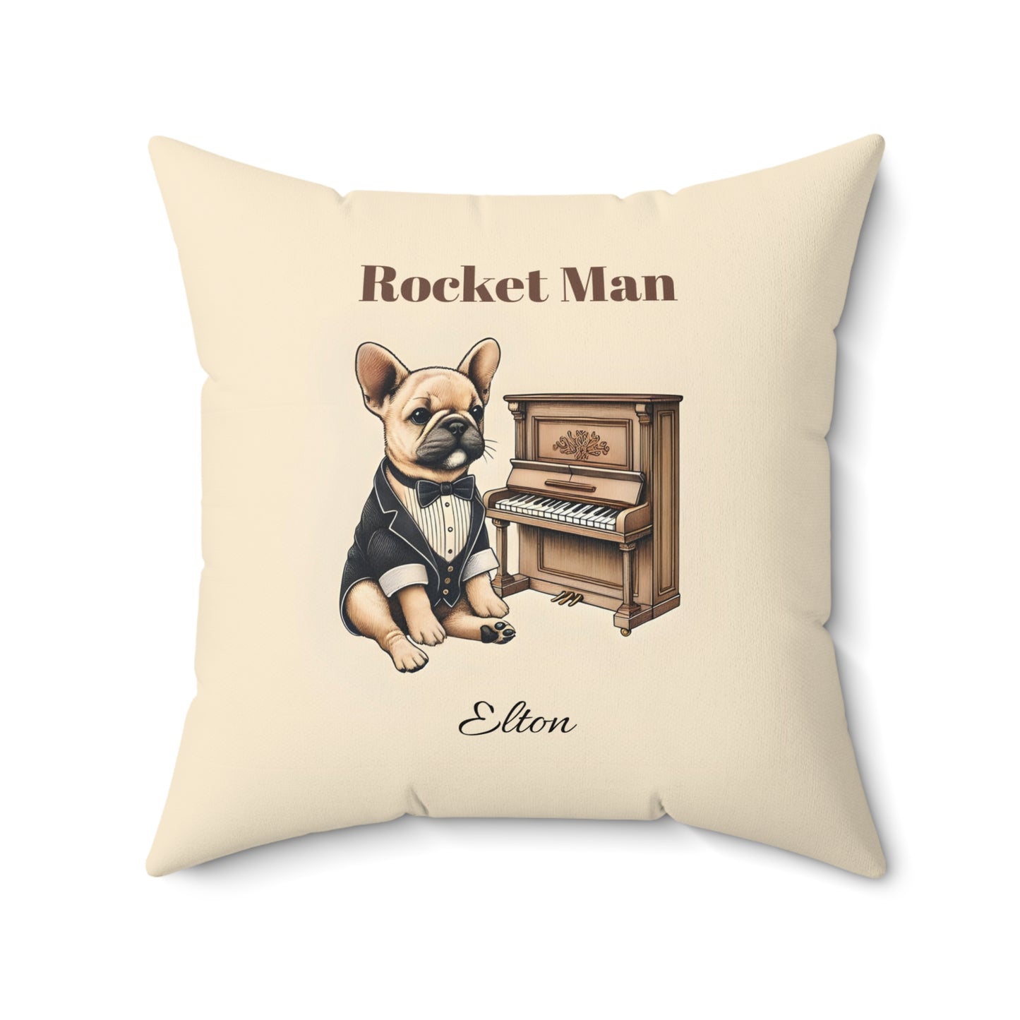 Rocket Man French Bulldog Pianist Pillow