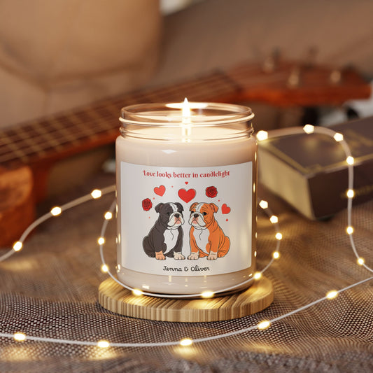 Personalized Bulldog Love Scented Soy Candle