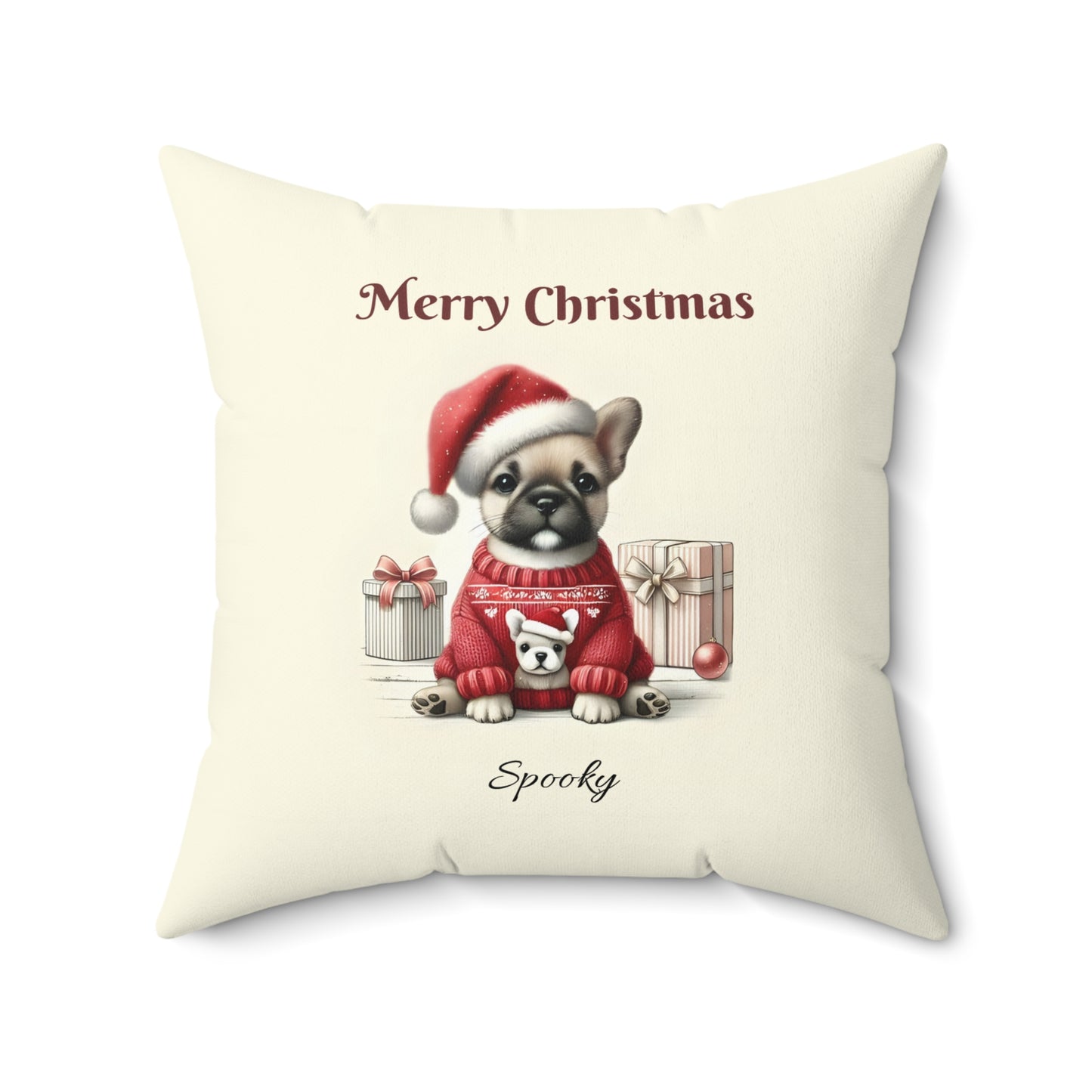 Merry Christmas French Bulldog Pillow