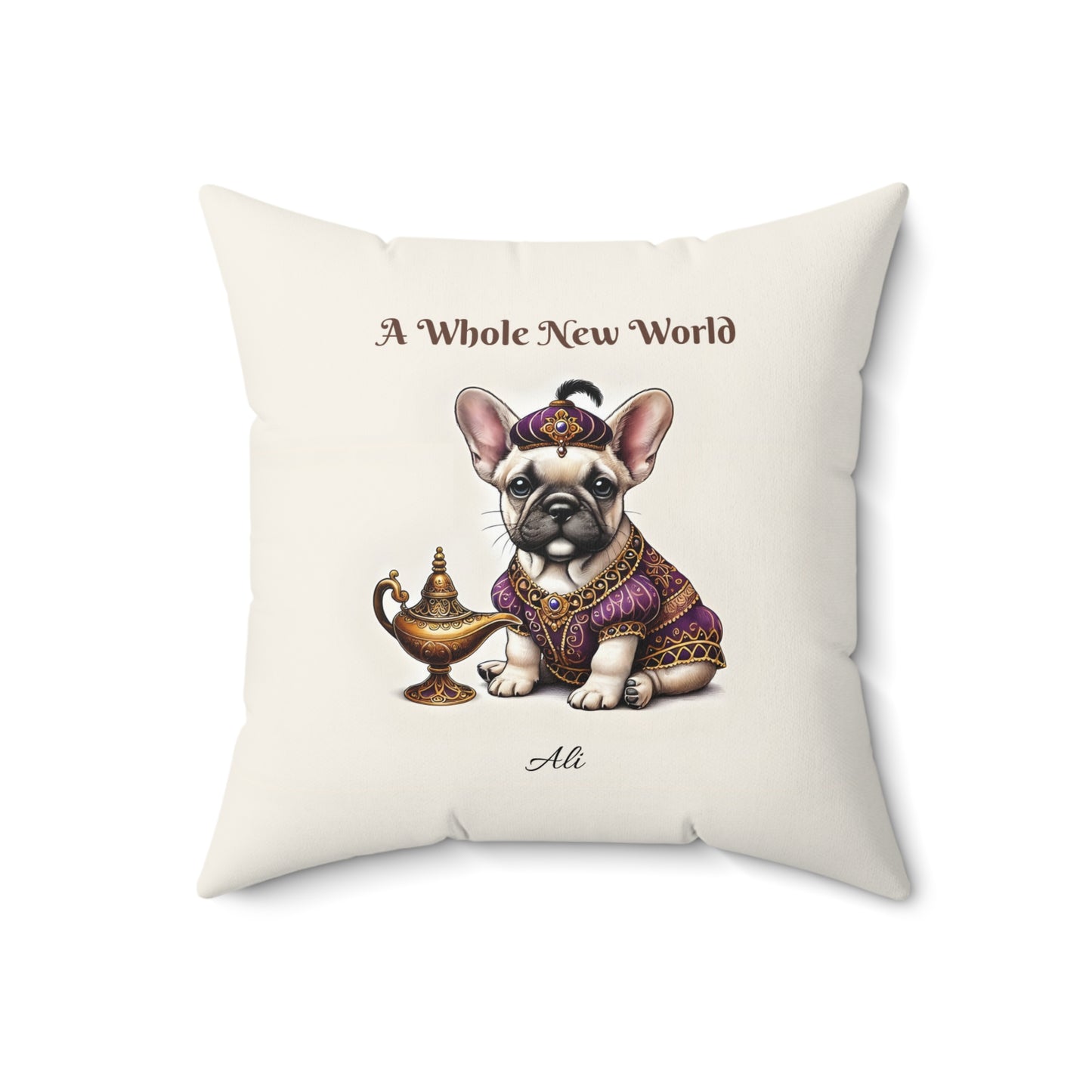 A Whole New World French Bulldog Aladdin Pillow