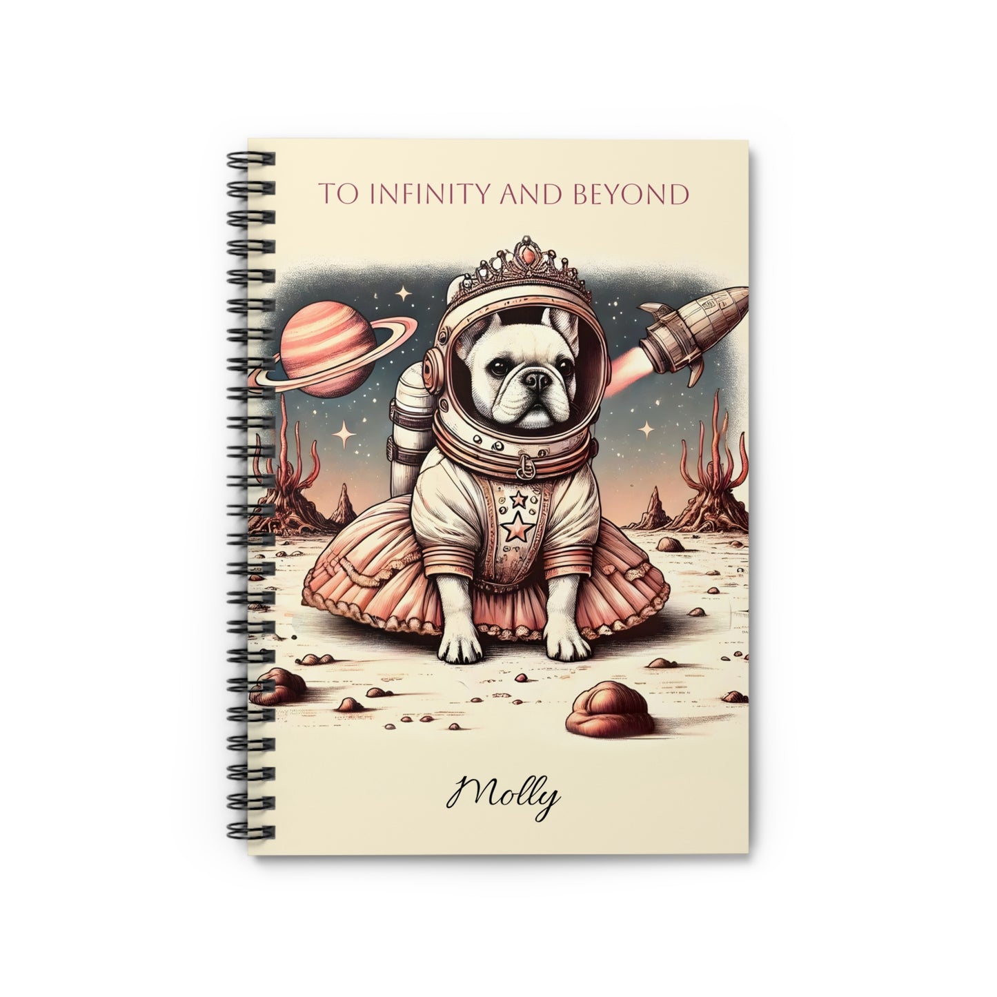 Space French Bulldog Astronaut Spiral Notebook