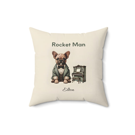 Rocket Man French Bulldog Pianist Pillow