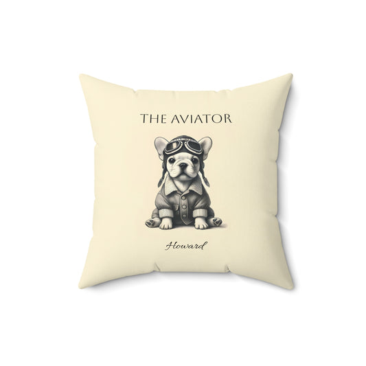 French Aviator Bulldog Pillow