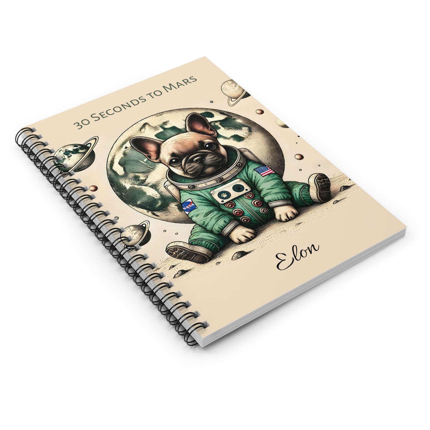 Astronaut French Bulldog Spiral Notebook