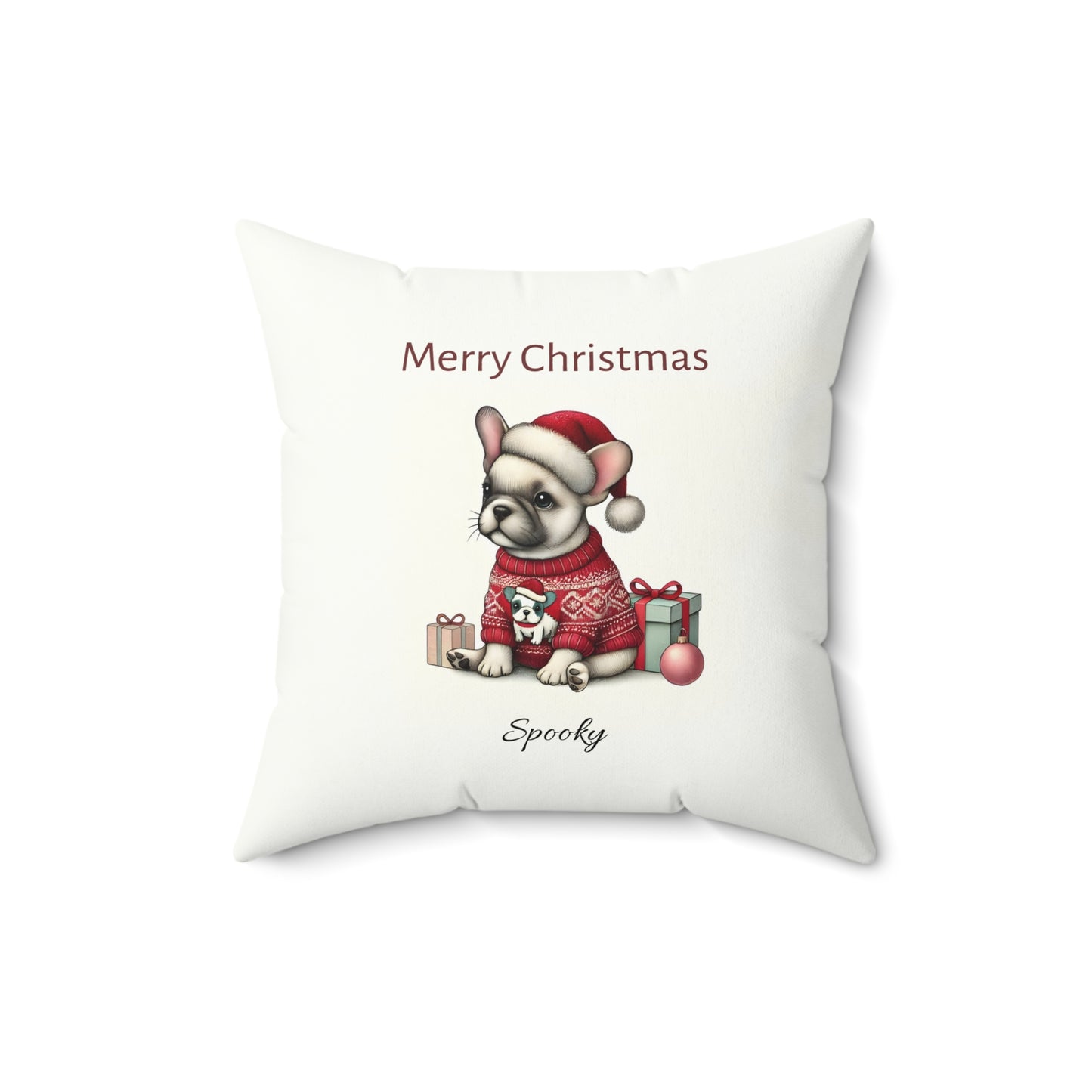 Merry Christmas French Bulldog Pillow