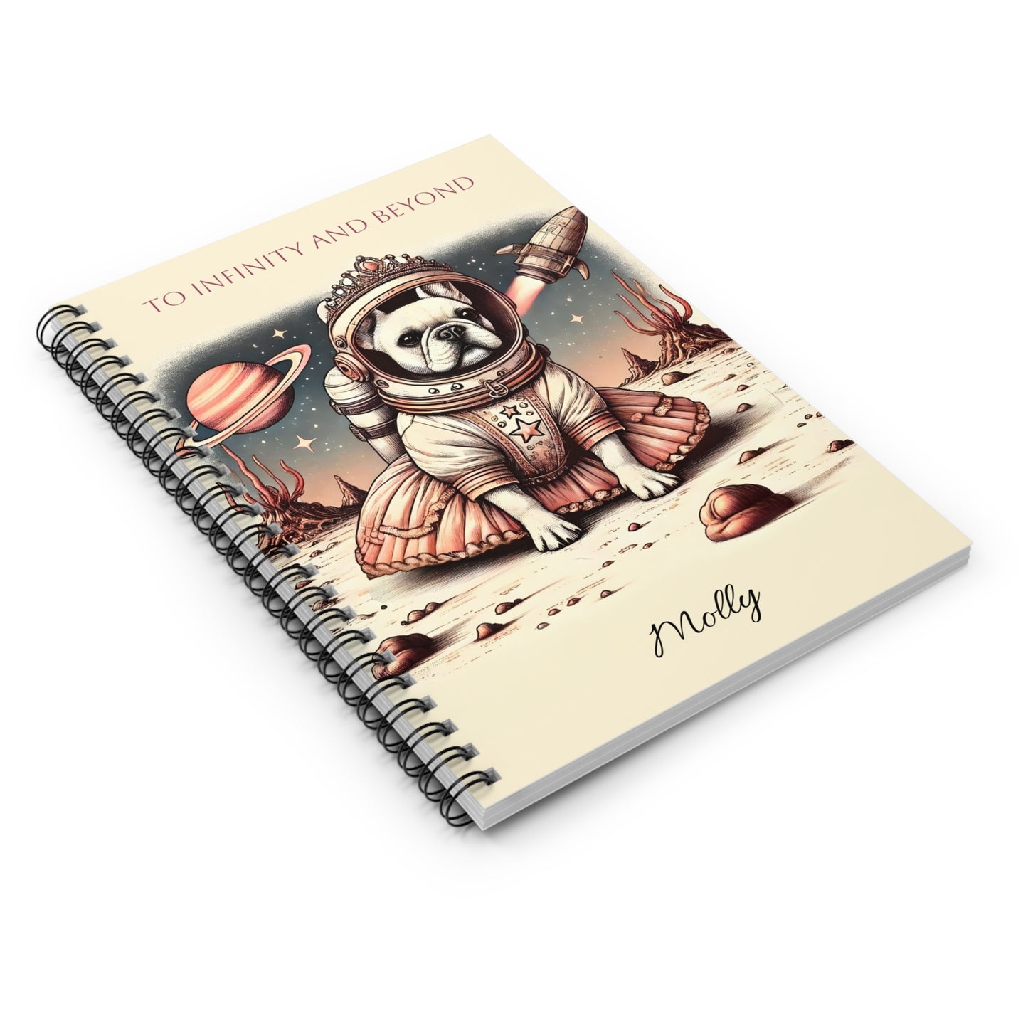 Space French Bulldog Astronaut Spiral Notebook