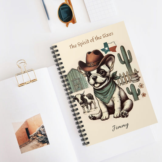 Texas Cowboy Dog Spiral Notebook - Personalized Ruled Journal for Pet Lovers