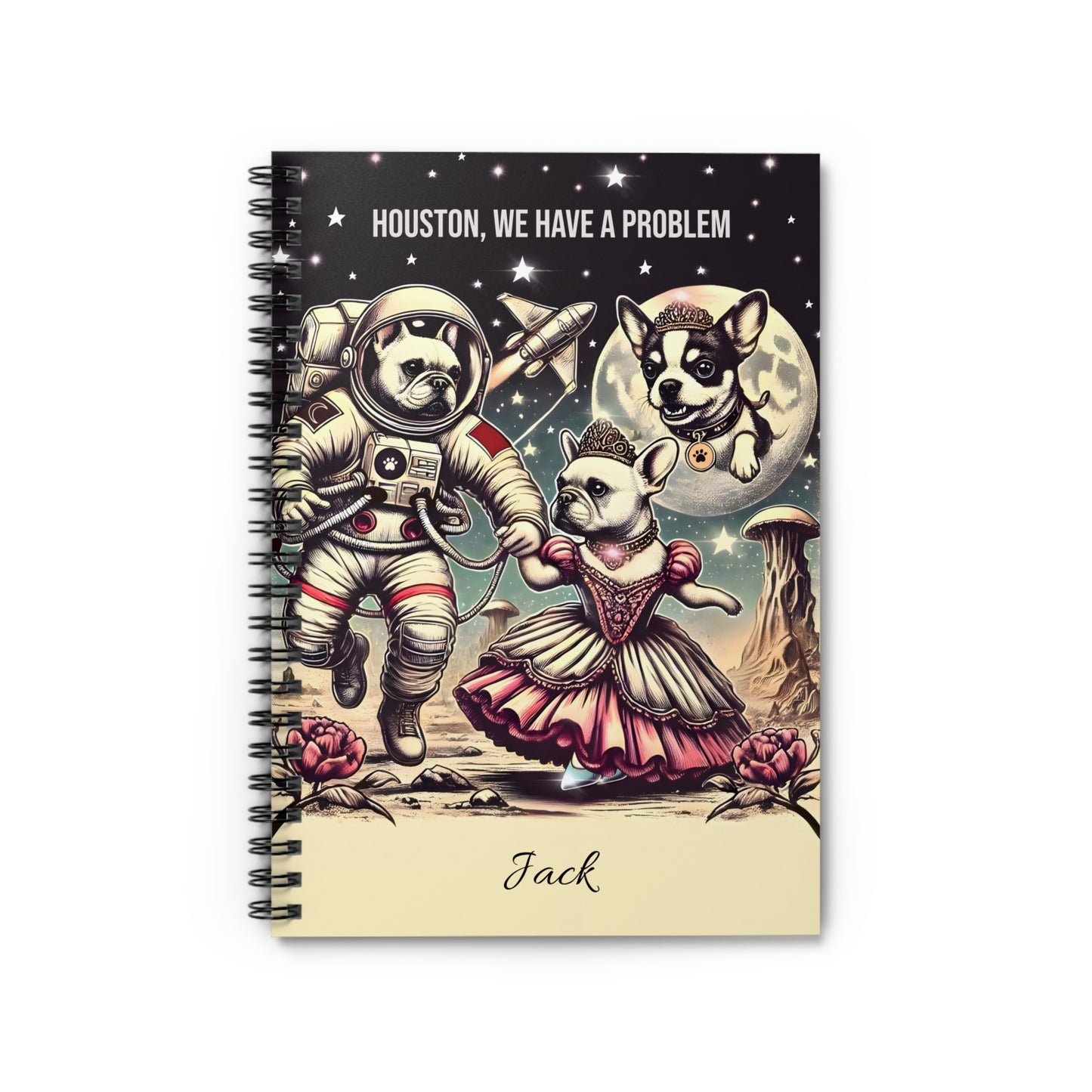 Princess French Bulldog Astronaut Spiral Notebook