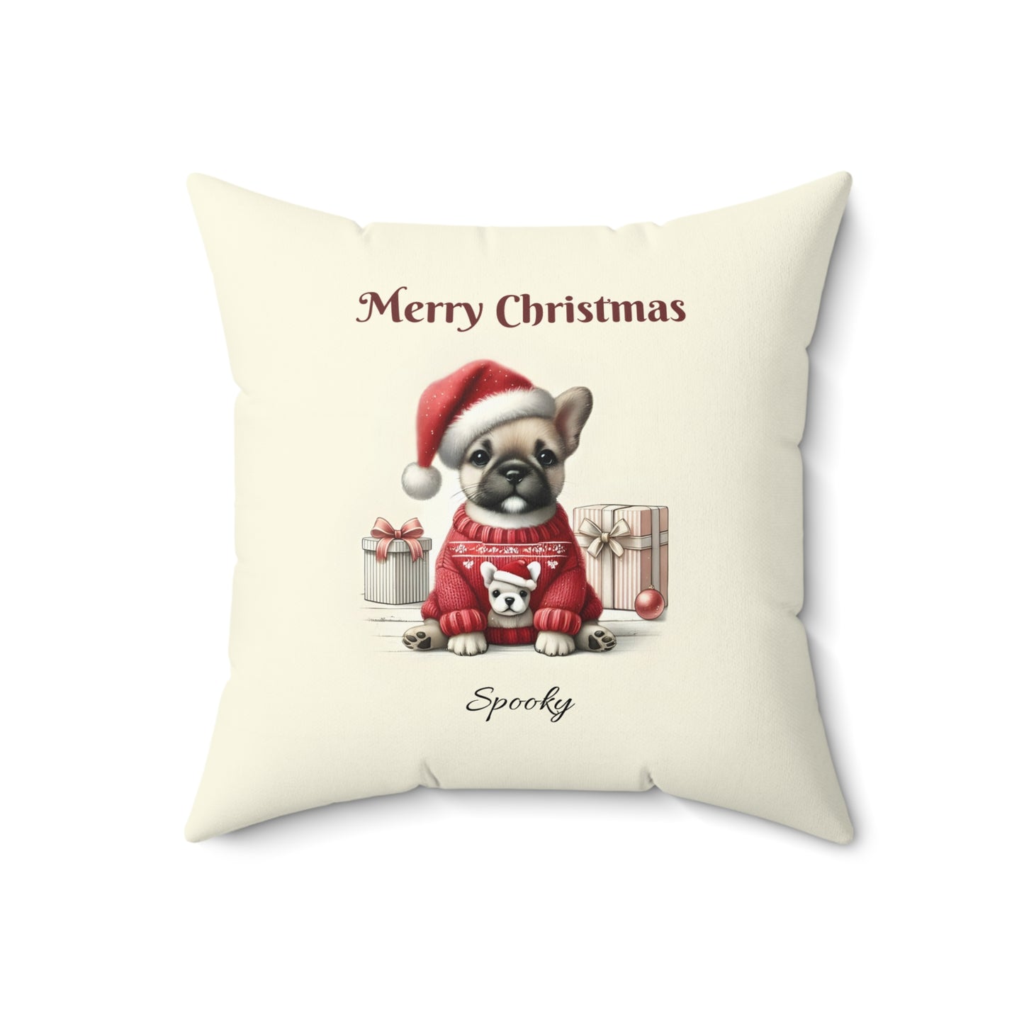 Merry Christmas French Bulldog Pillow