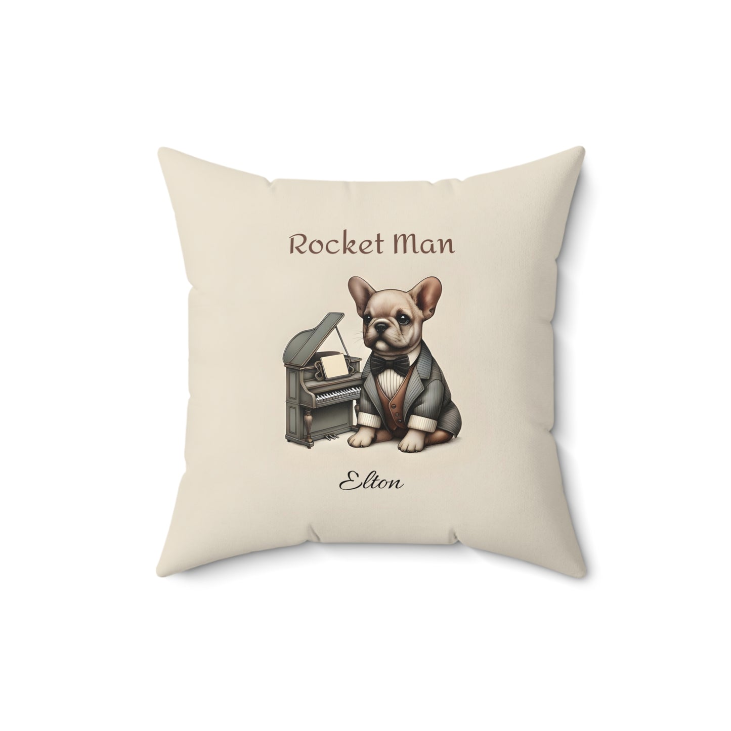 Rocket Man French Bulldog Pianist Pillow