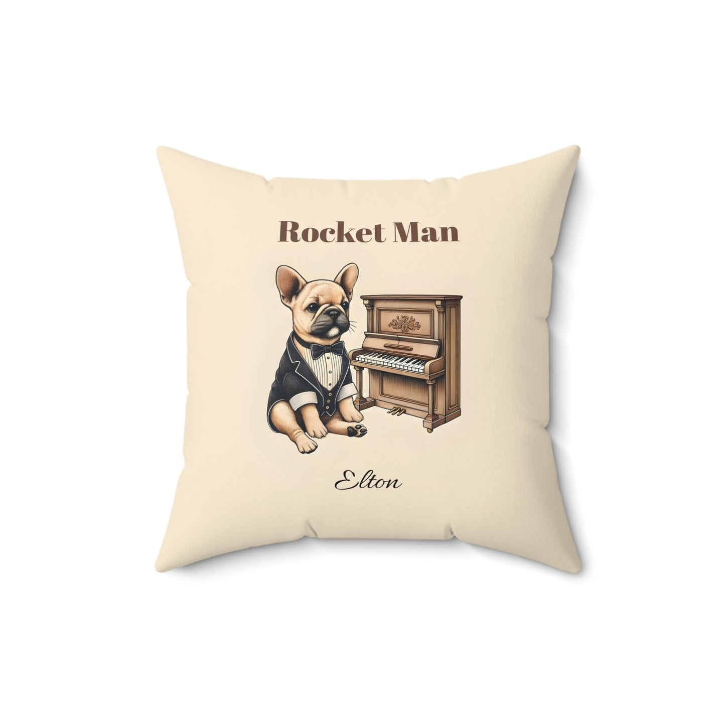 Rocket Man French Bulldog Pianist Pillow